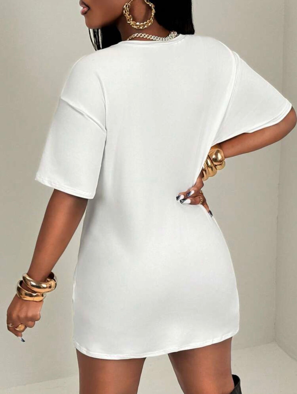 Women’s Knitted Letter Print Round Neck Graphic T-Shirt – Casual Streetwear Top