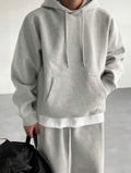 Men’s Solid Color Hooded Sweatshirt & Casual Pants Two-Piece Set – Fall/Winter Outfit