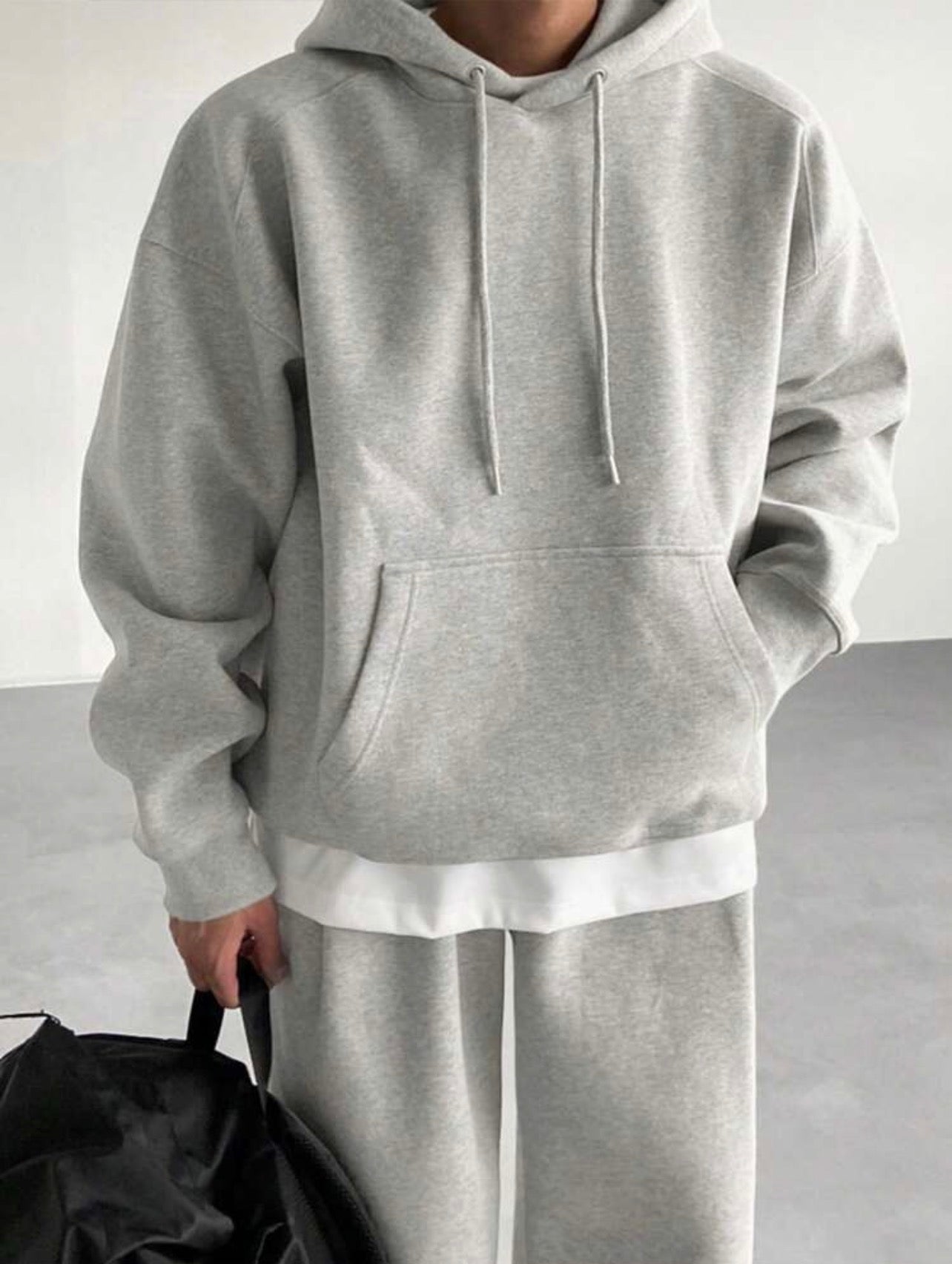 Men’s Solid Color Hooded Sweatshirt & Casual Pants Two-Piece Set – Fall/Winter Outfit