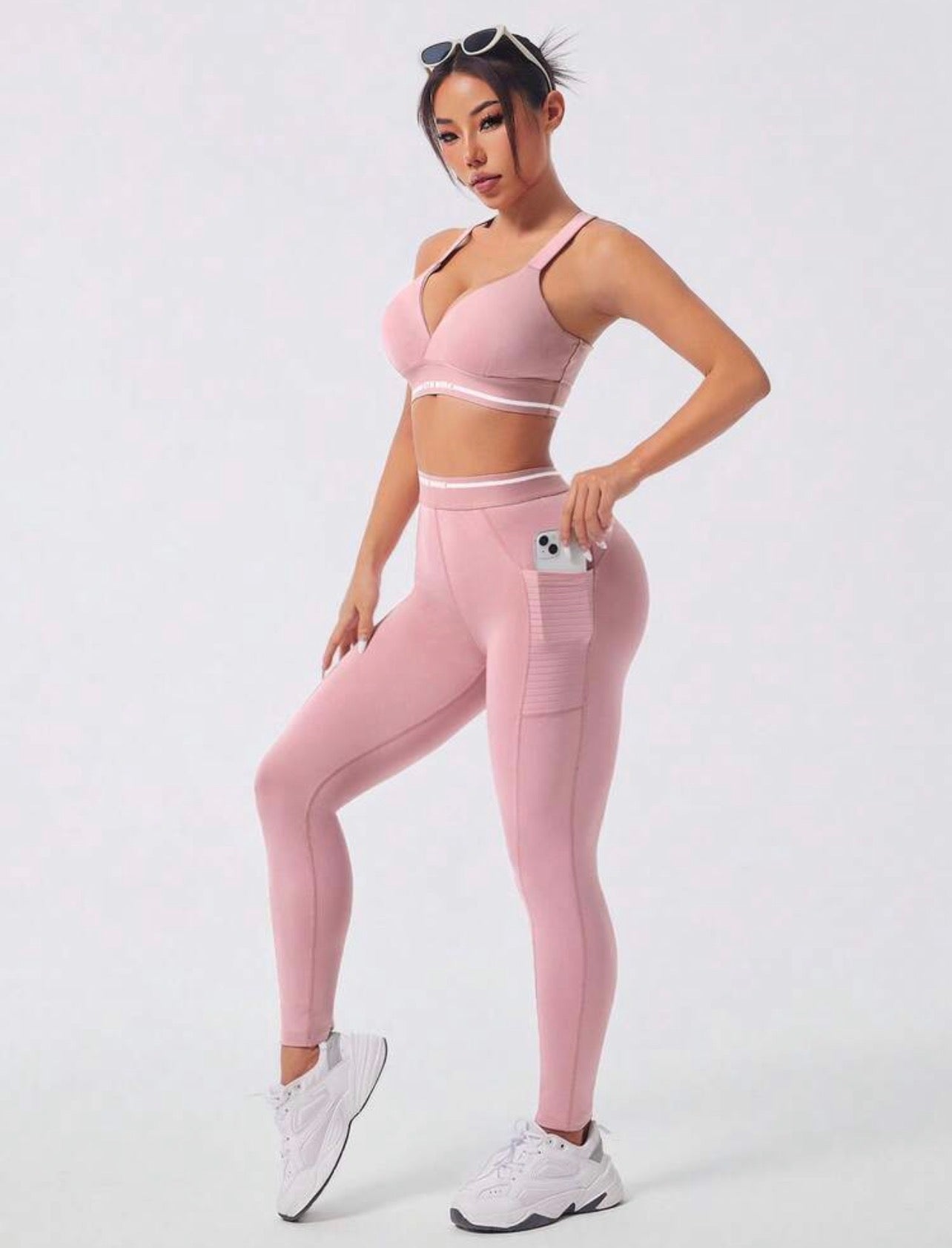Women’s Letter Print Short Sleeve Top & Pants Workout Set