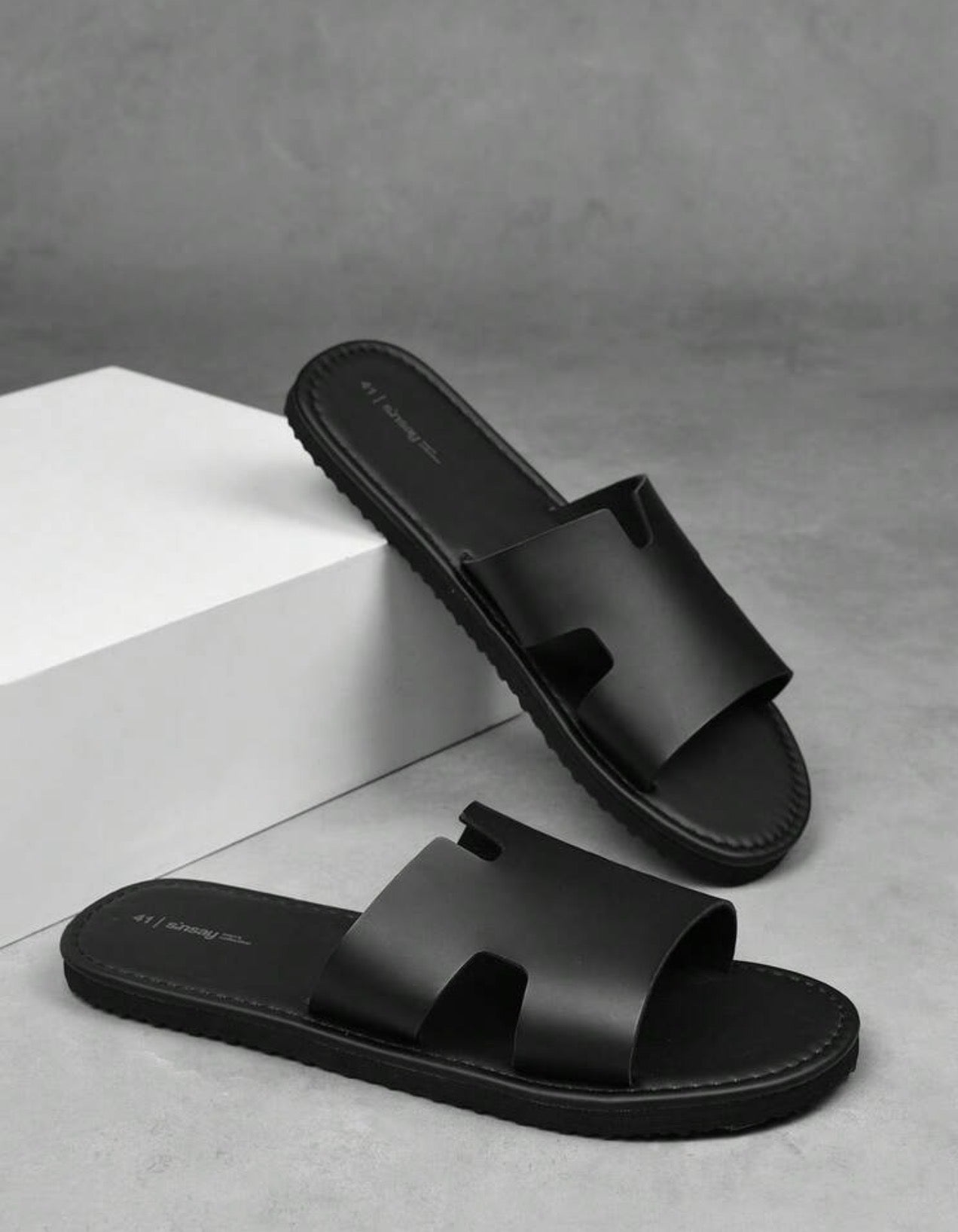 Men’s Solid Color Open-Toe Non-Slip Casual Slippers for Indoor & Outdoor Wear