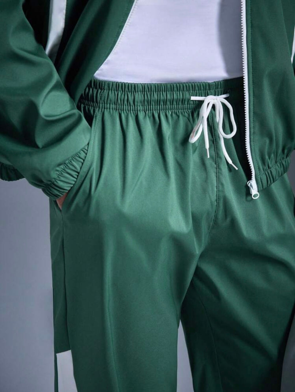 Men’s Contrast Color Hooded Jacket & Sweatpants Two-Piece Tracksuit Set – Sportswear Outfit