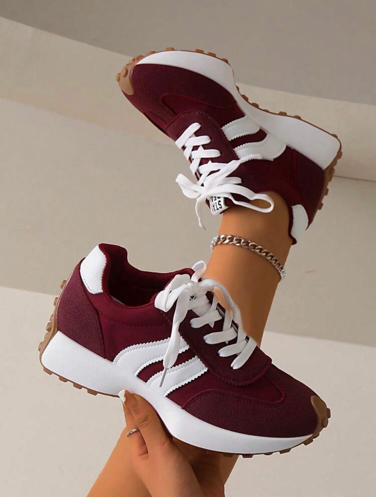 Women’s Chunky Platform Lace-Up Sneakers – Breathable Thick Sole Casual Shoes