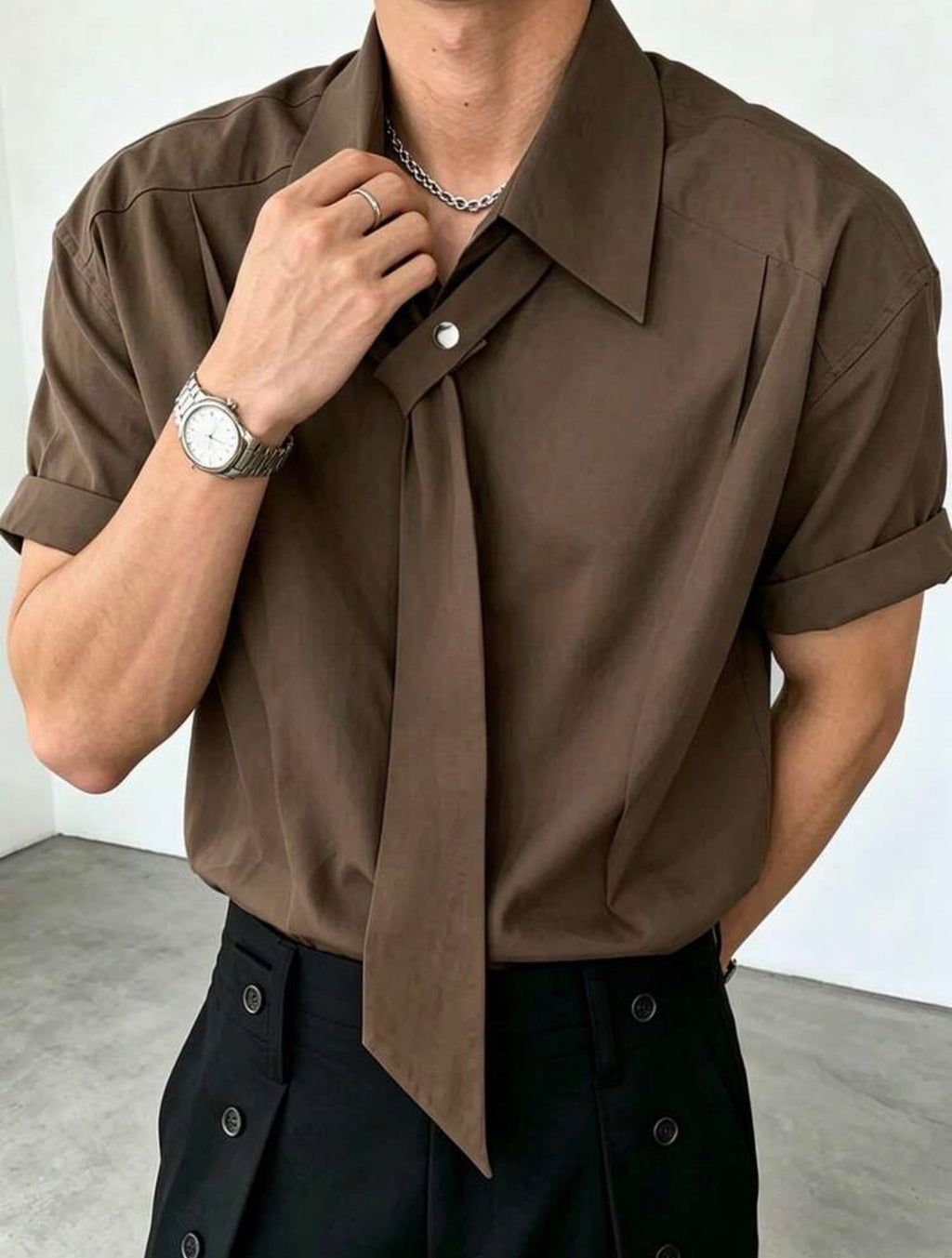 Men’s Solid Color Minimalist Short Sleeve Casual Top – Basic T-Shirt