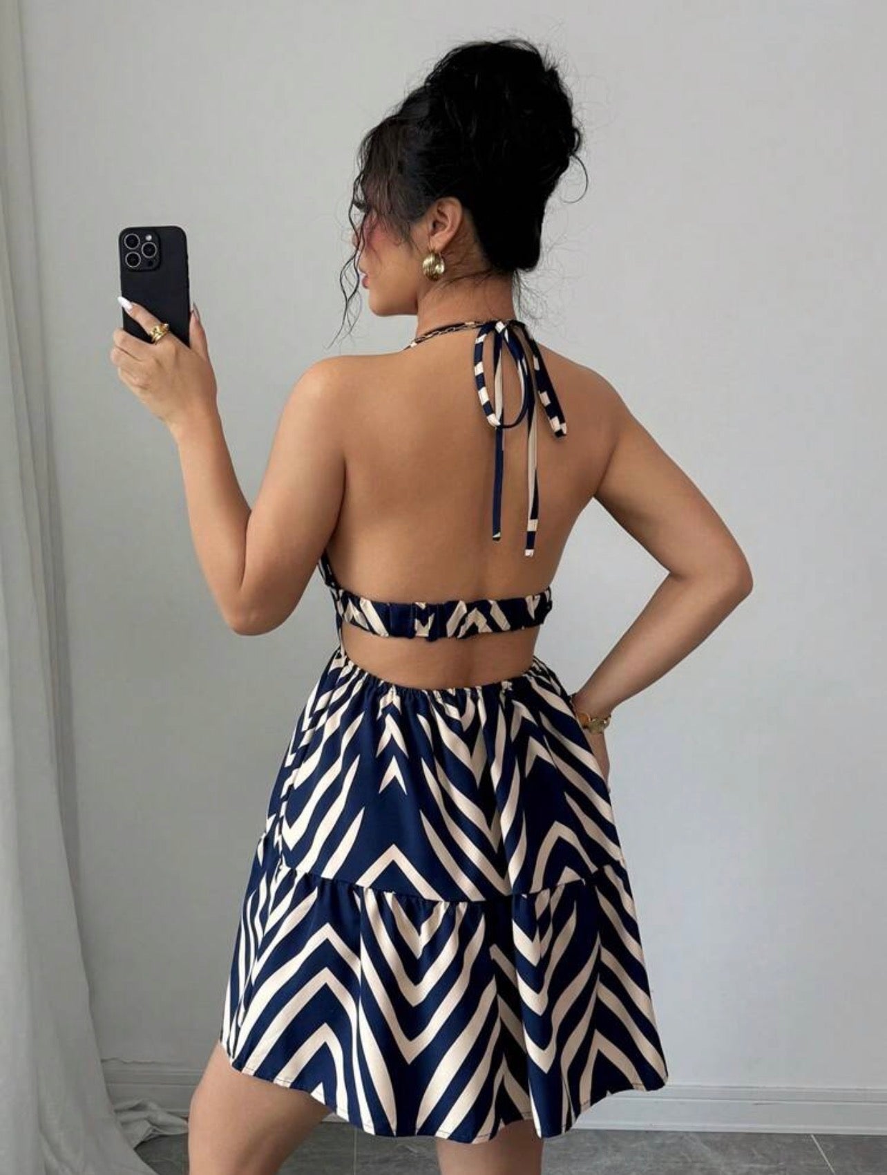 Elenzga Women’s Bohemian Print Spaghetti Strap Backless Vacation Dress