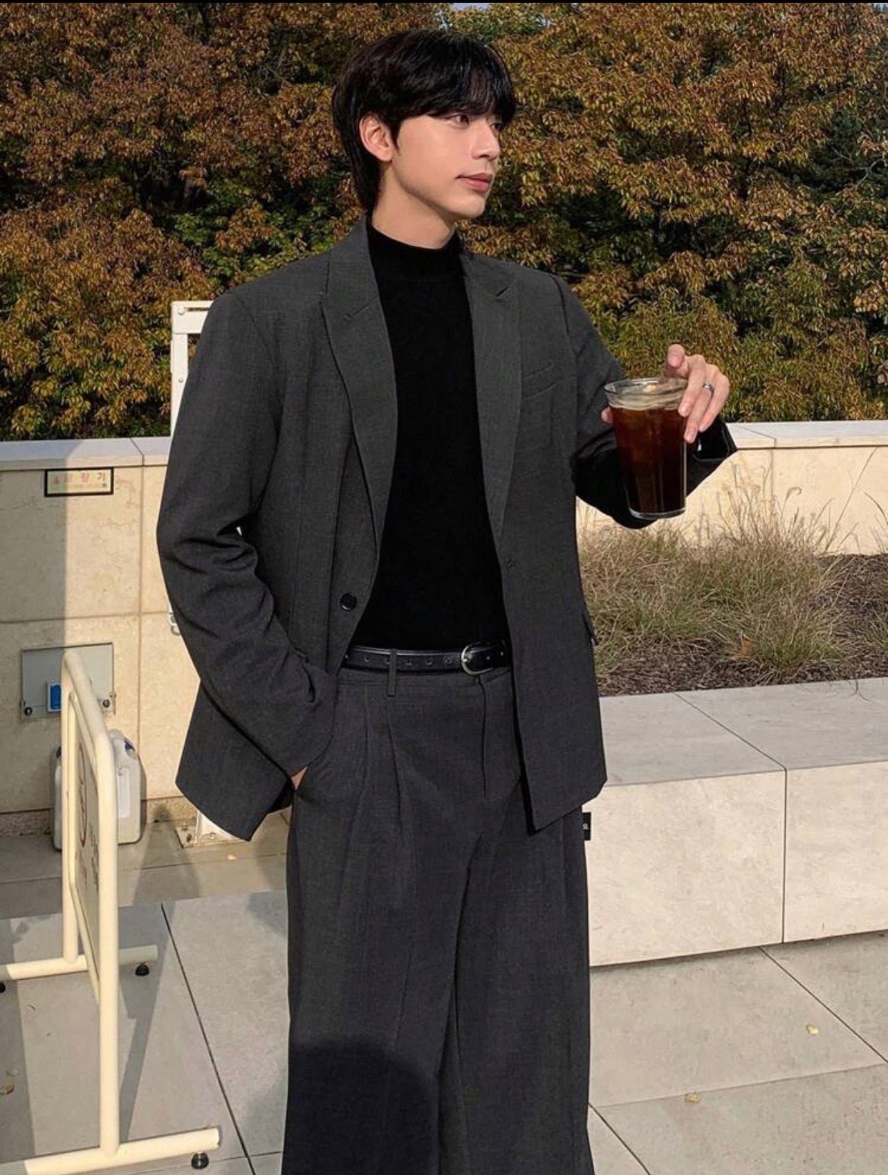 Men’s Solid Color Suit Jacket & Pants Two-Piece Set – Business Formal Attire