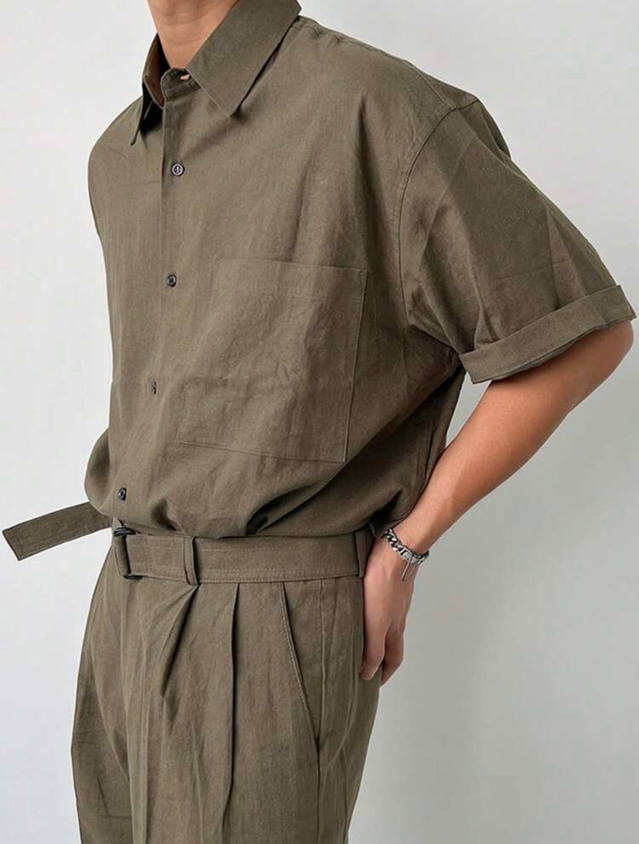 Men’s Short Sleeve Shirt & Pants Two-Piece Set – Casual Summer Outfit