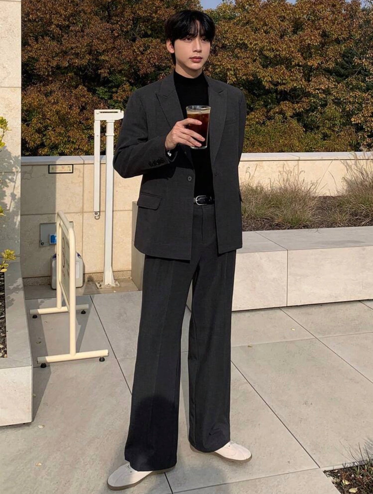 Men’s Solid Color Suit Jacket & Pants Two-Piece Set – Business Formal Attire