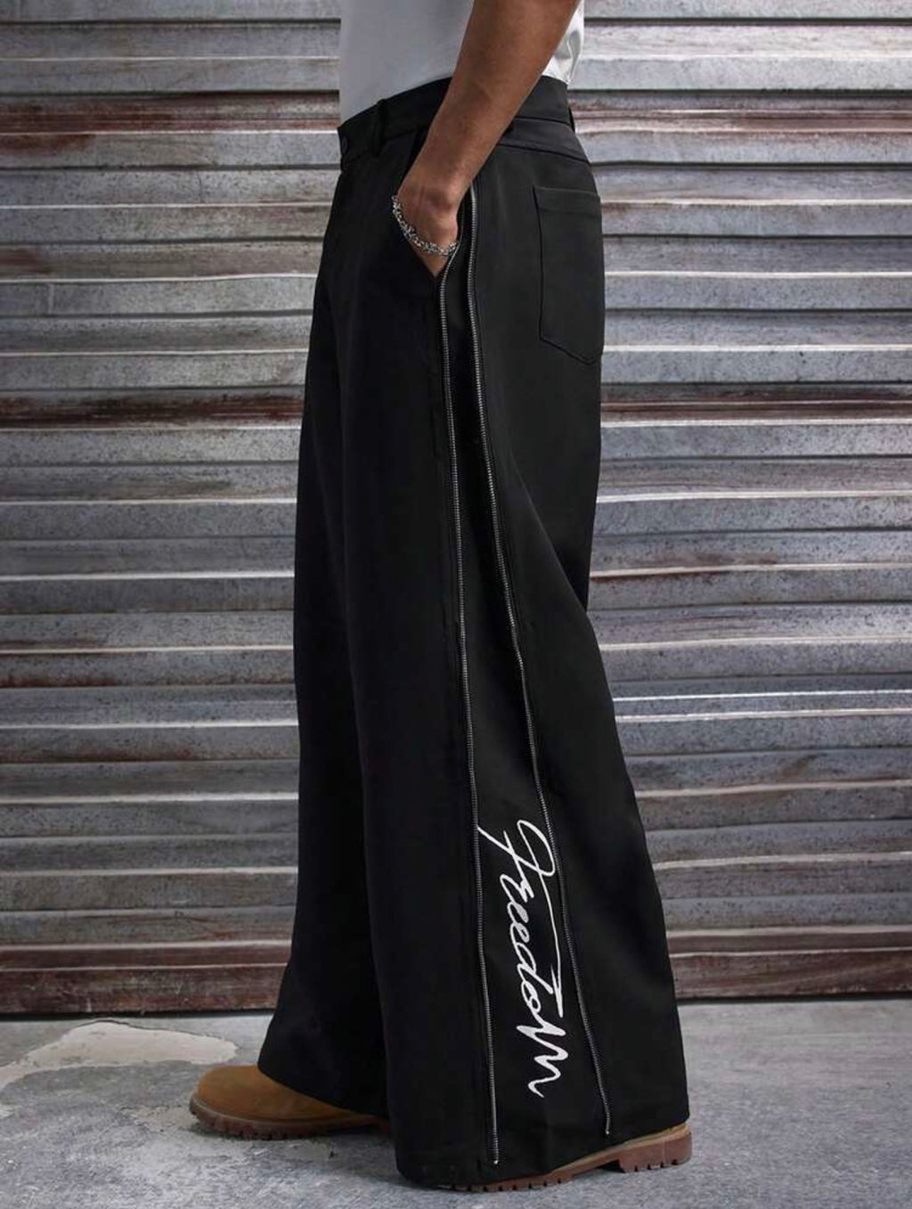 Men’s Zip Decor Loose Wide-Leg Pants – Casual Street Fashion Trousers