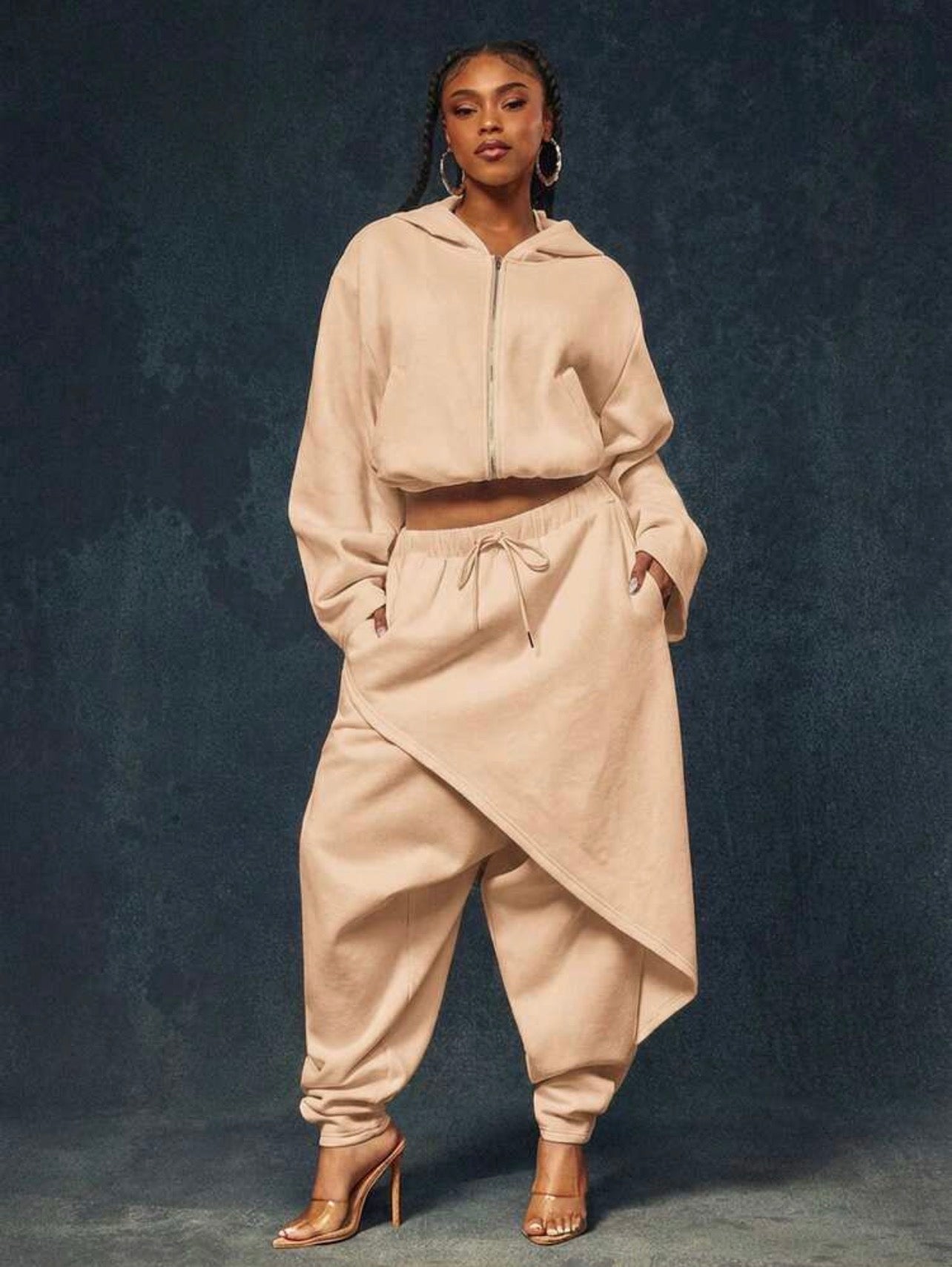 Women’s Drop Crotch Layered Detail Sweatpants – Casual Streetwear Fit