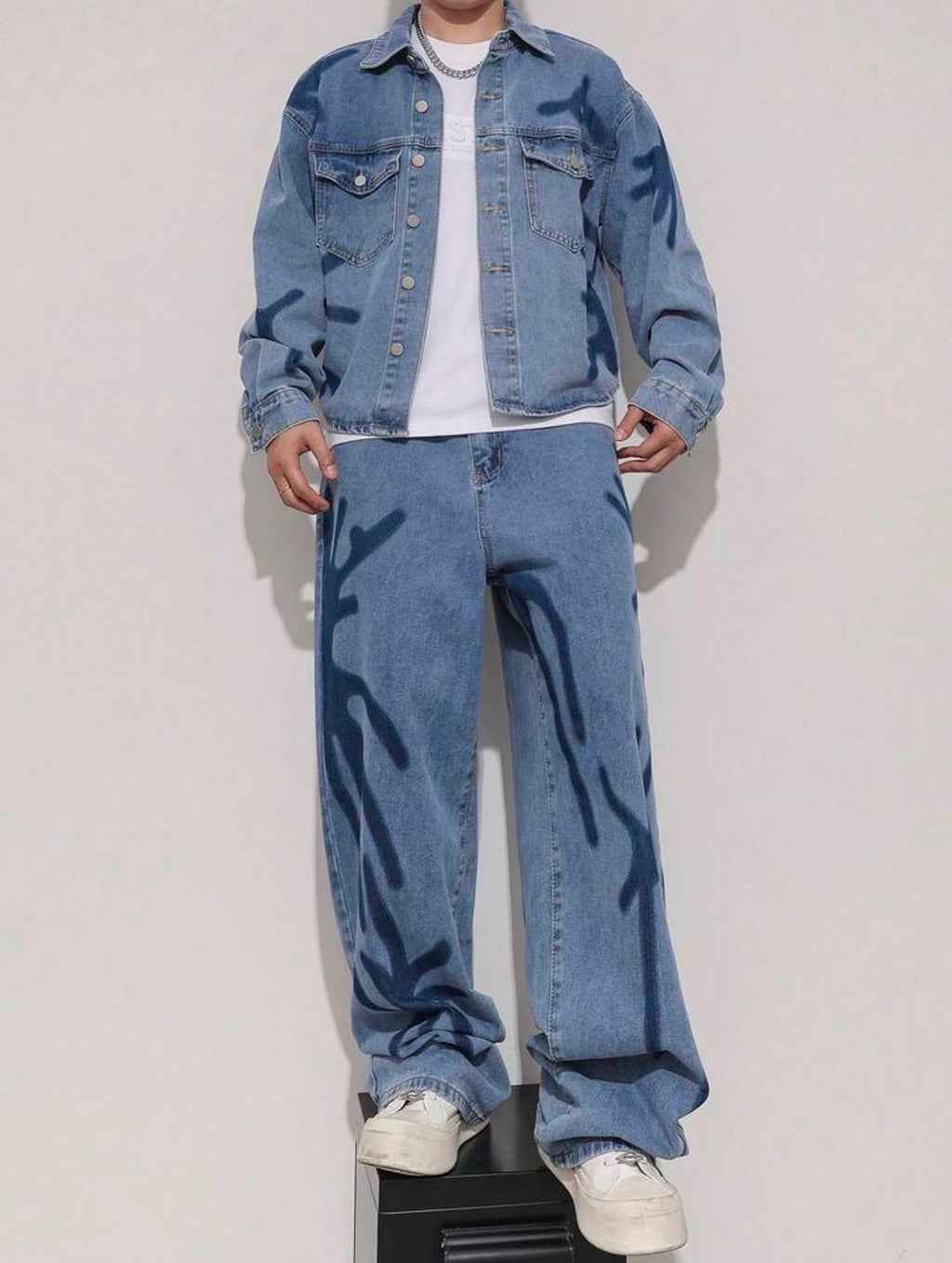 Men’s Denim Jeans Set – Baggy Fit Streetwear Outfit