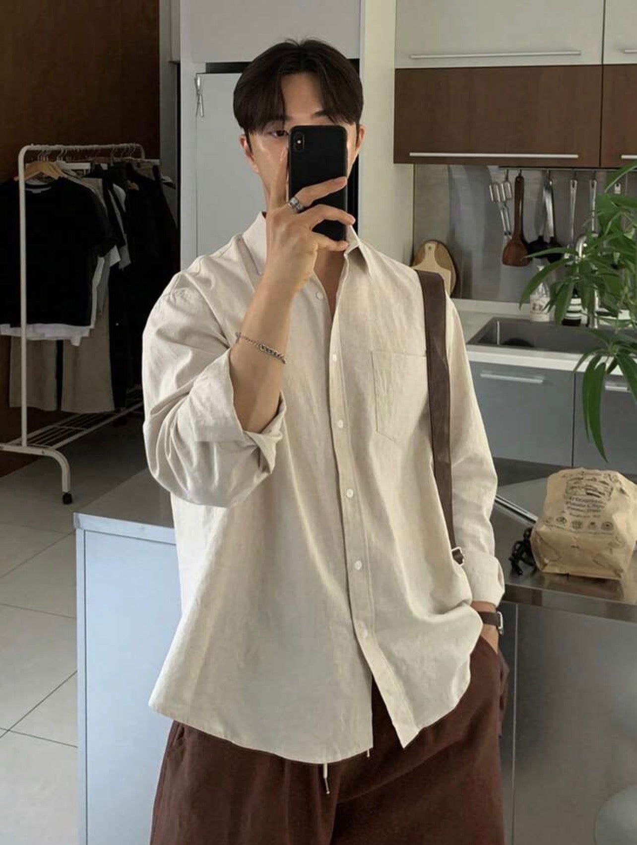 Men’s Multi-Color Long Sleeve Shirt – Spring/Summer Casual Outfit Top