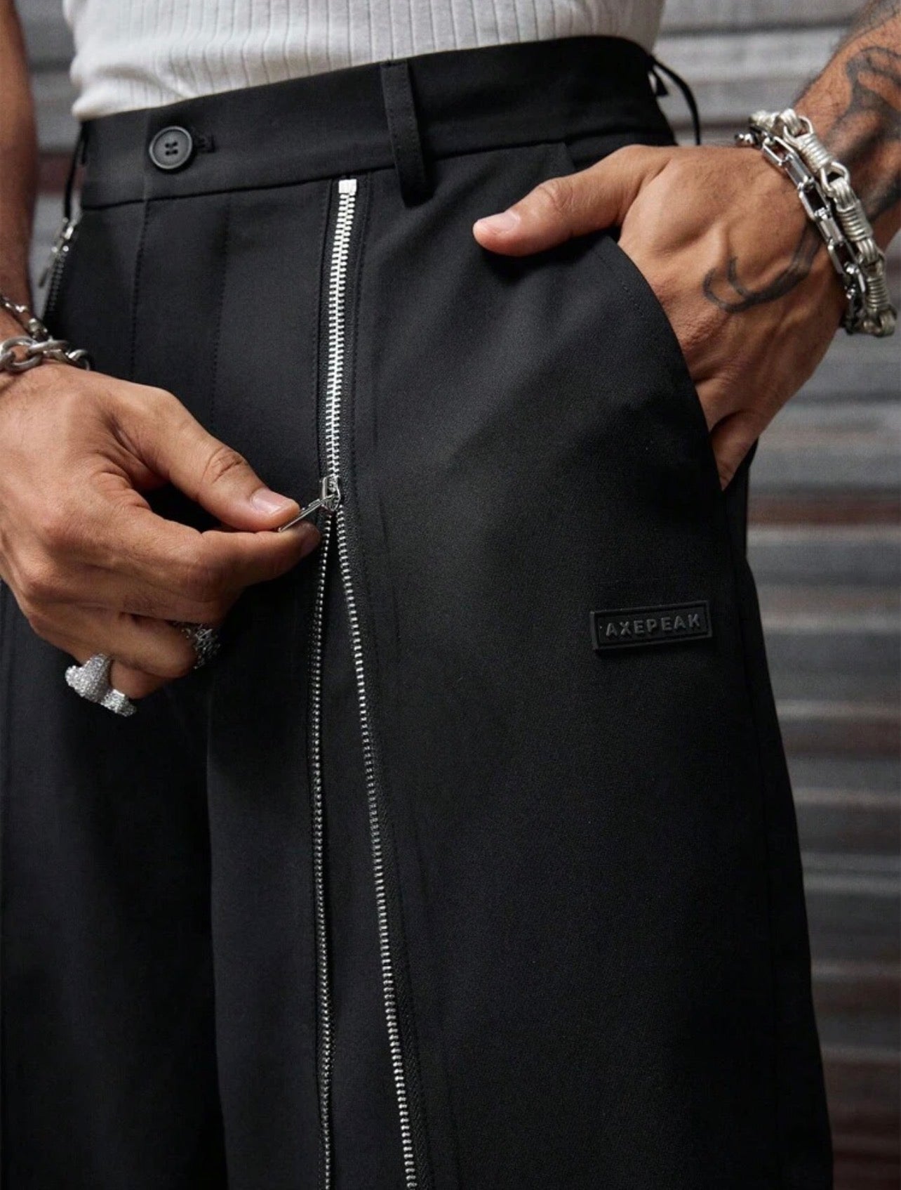 Men’s Zip Decor Loose Wide-Leg Pants – Casual Street Fashion Trousers