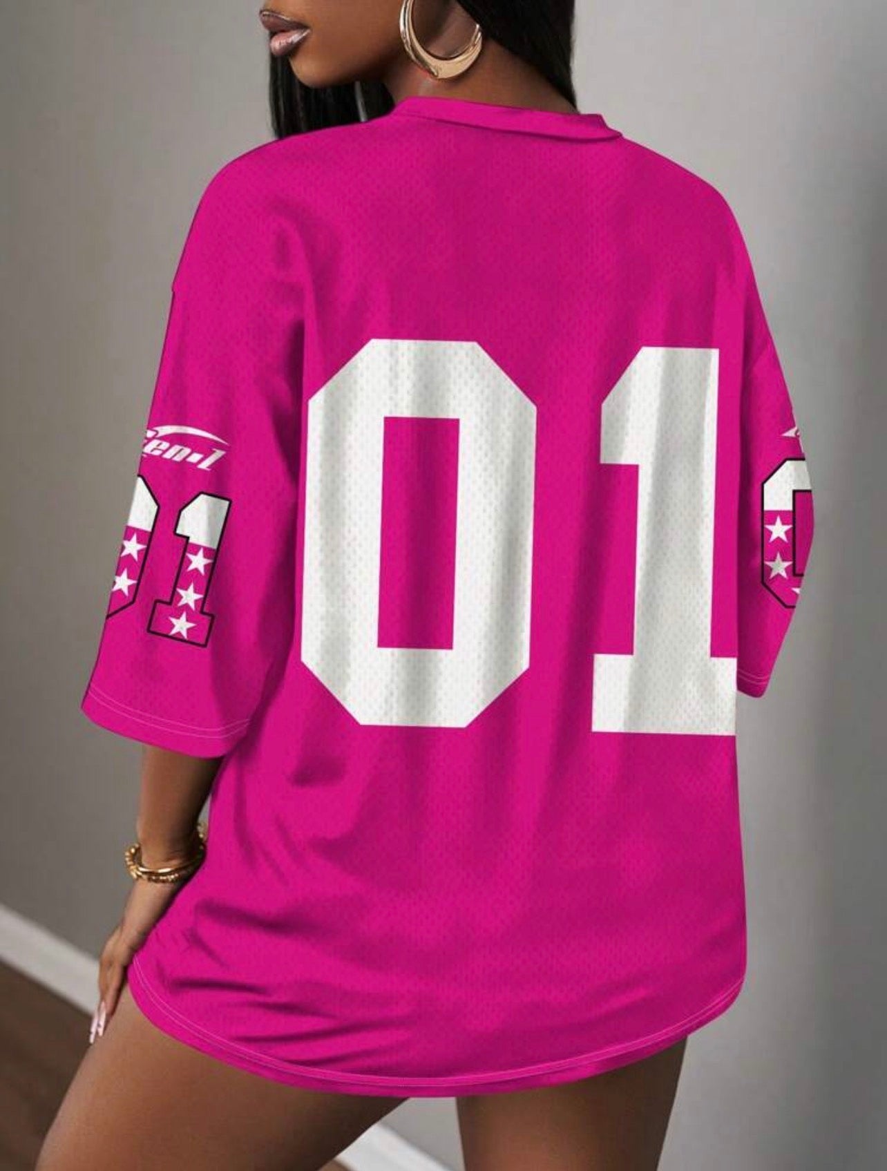 Women’s Minimalist “01” Letter & Digit Print Casual T-Shirt – Summer Top
