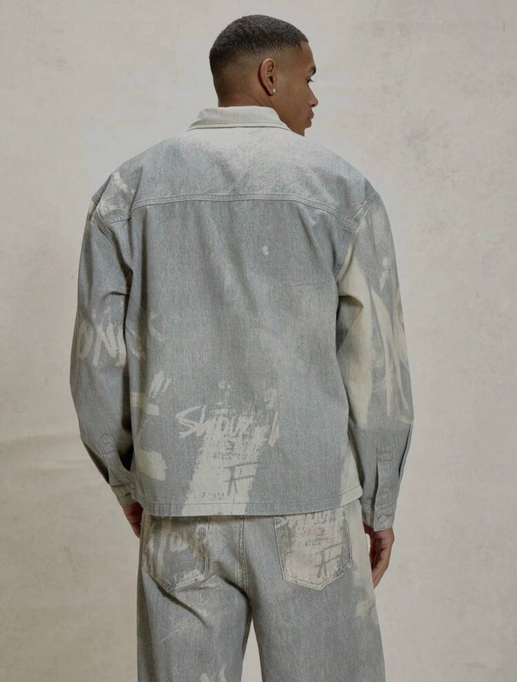 Men’s Oversized Boxy Printed Collared Button-Up Shirt – Drop Shoulder Coord Top