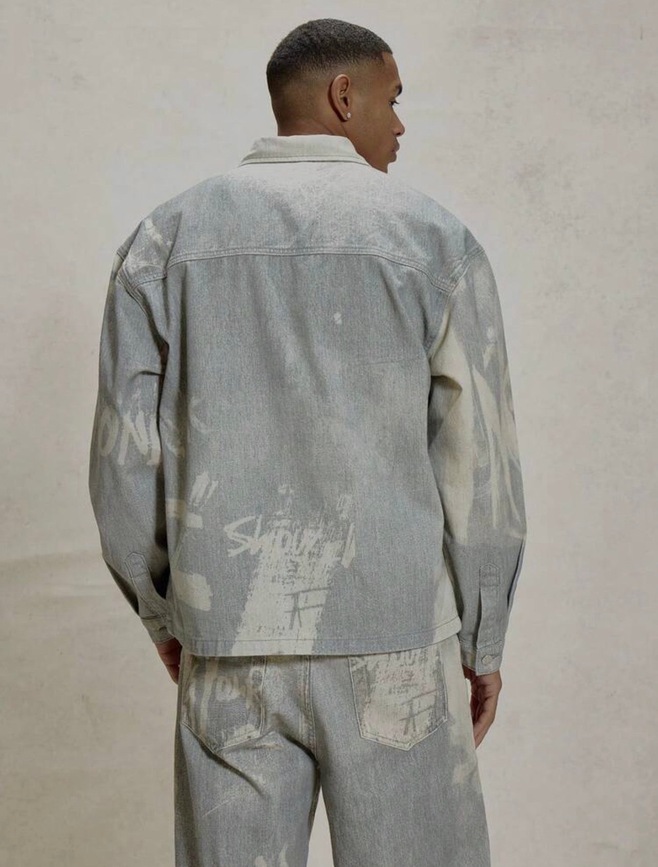 Men’s Oversized Boxy Printed Collared Button-Up Shirt – Drop Shoulder Coord Top