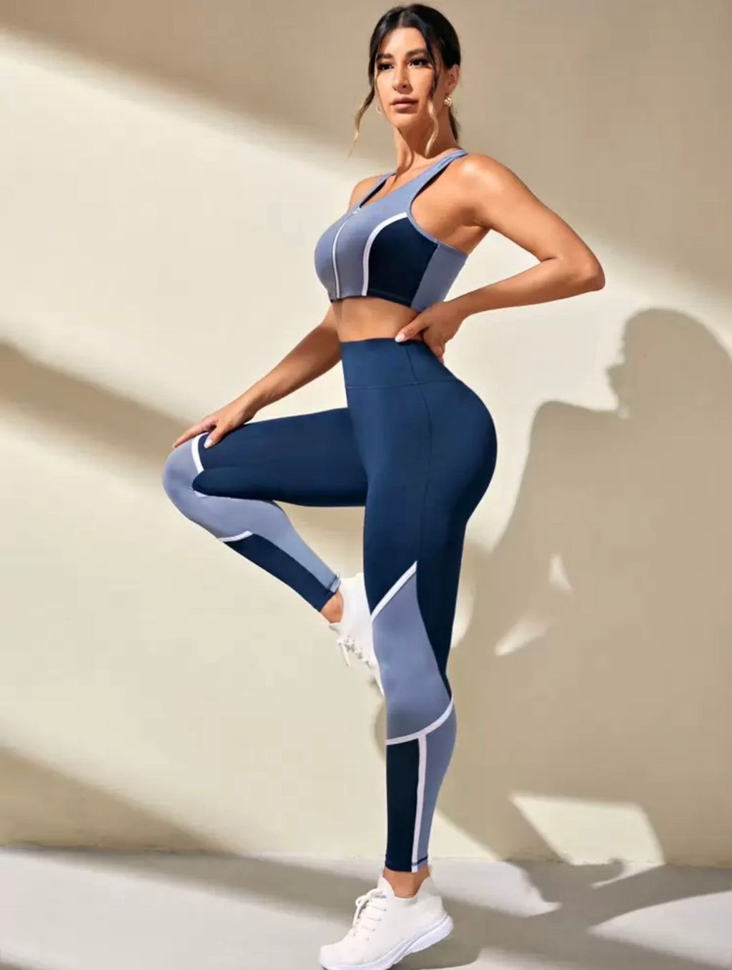 Women’s Colorblock Zip-Up Two-Piece Sports Workout Set