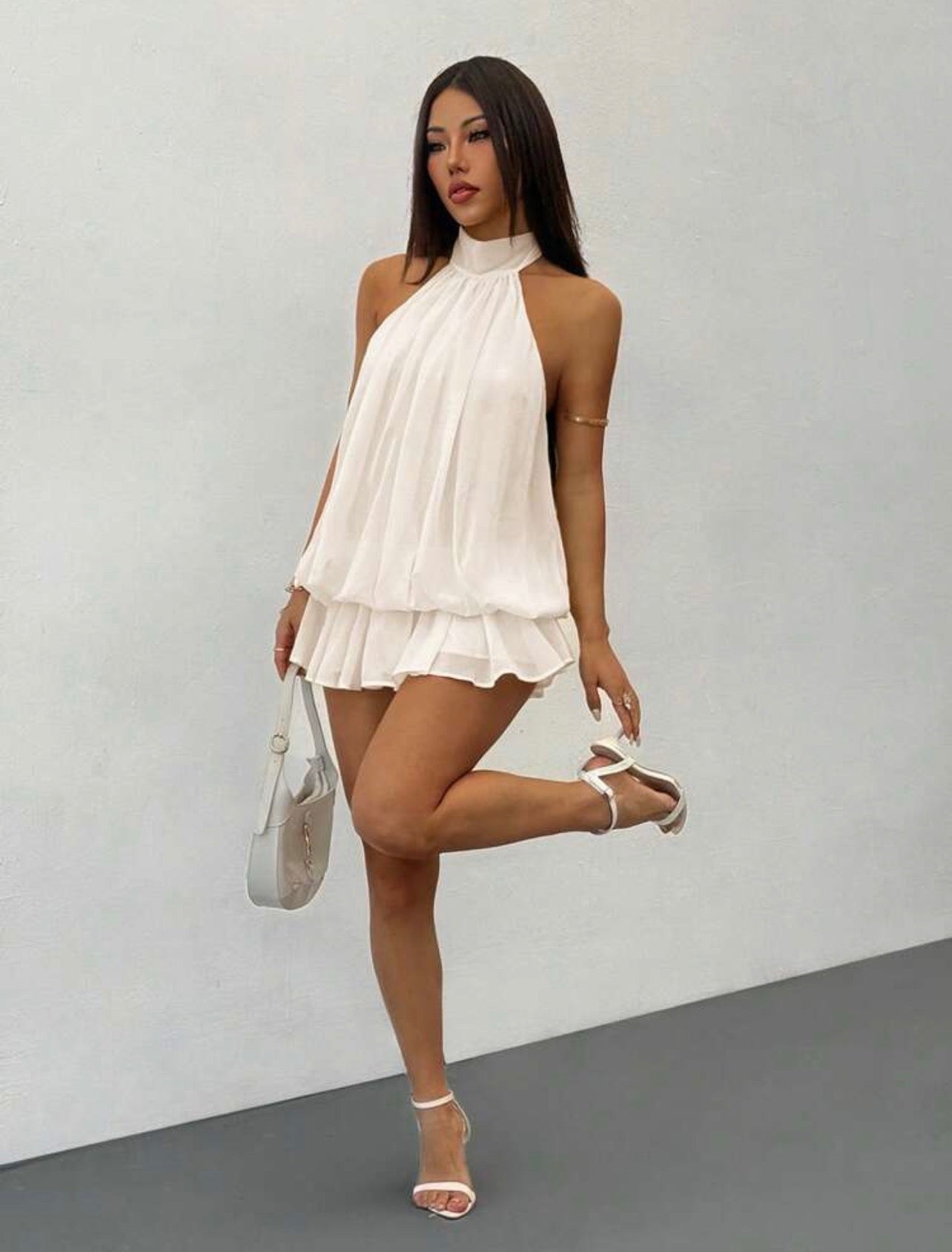 Elegant Sleeveless Tie-Neck Mini Dress for Women – Chic Party & Casual Wear Dress