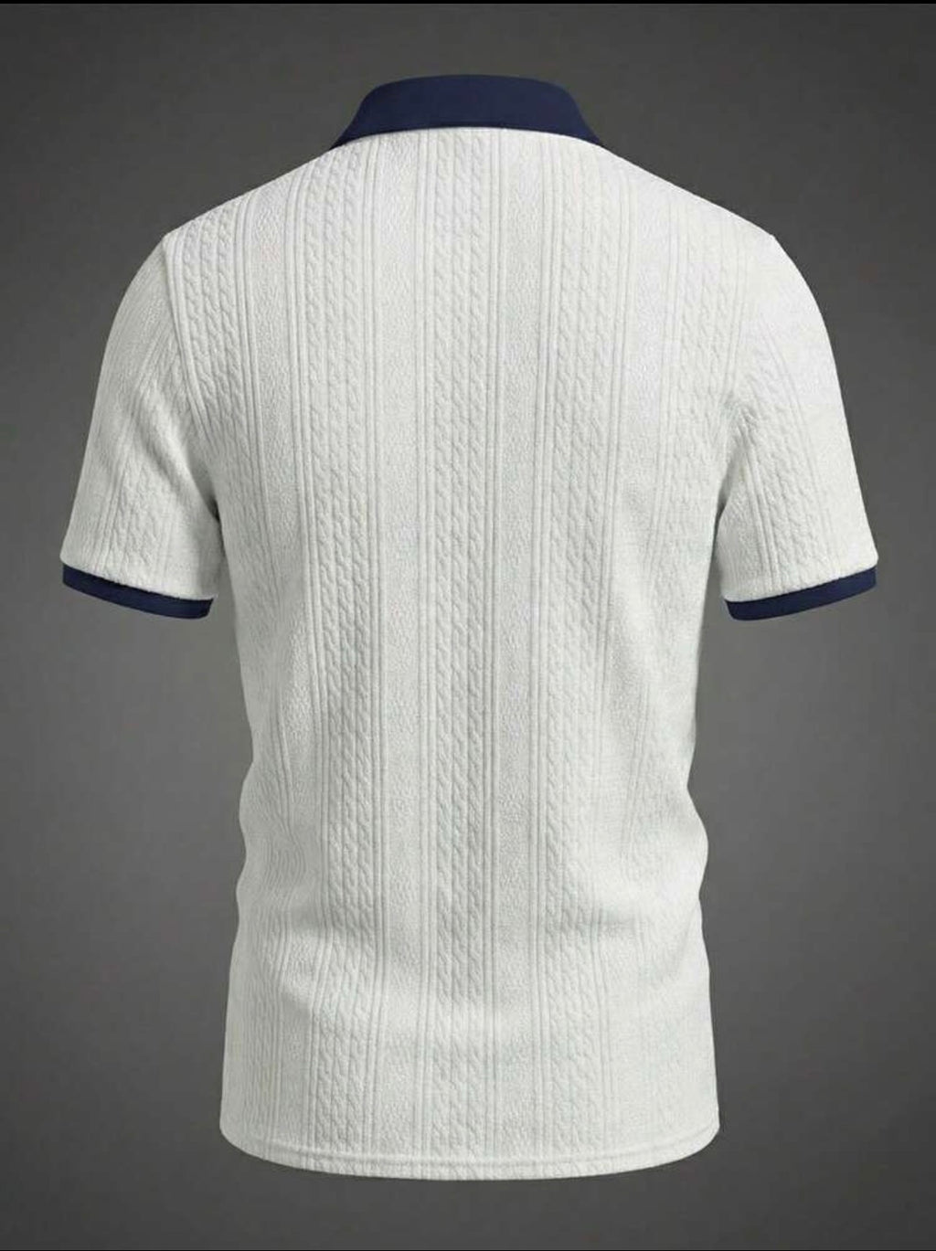 Men’s Jacquard Textured Half-Zip Polo Shirt with Contrast Collar – Casual Smart Top