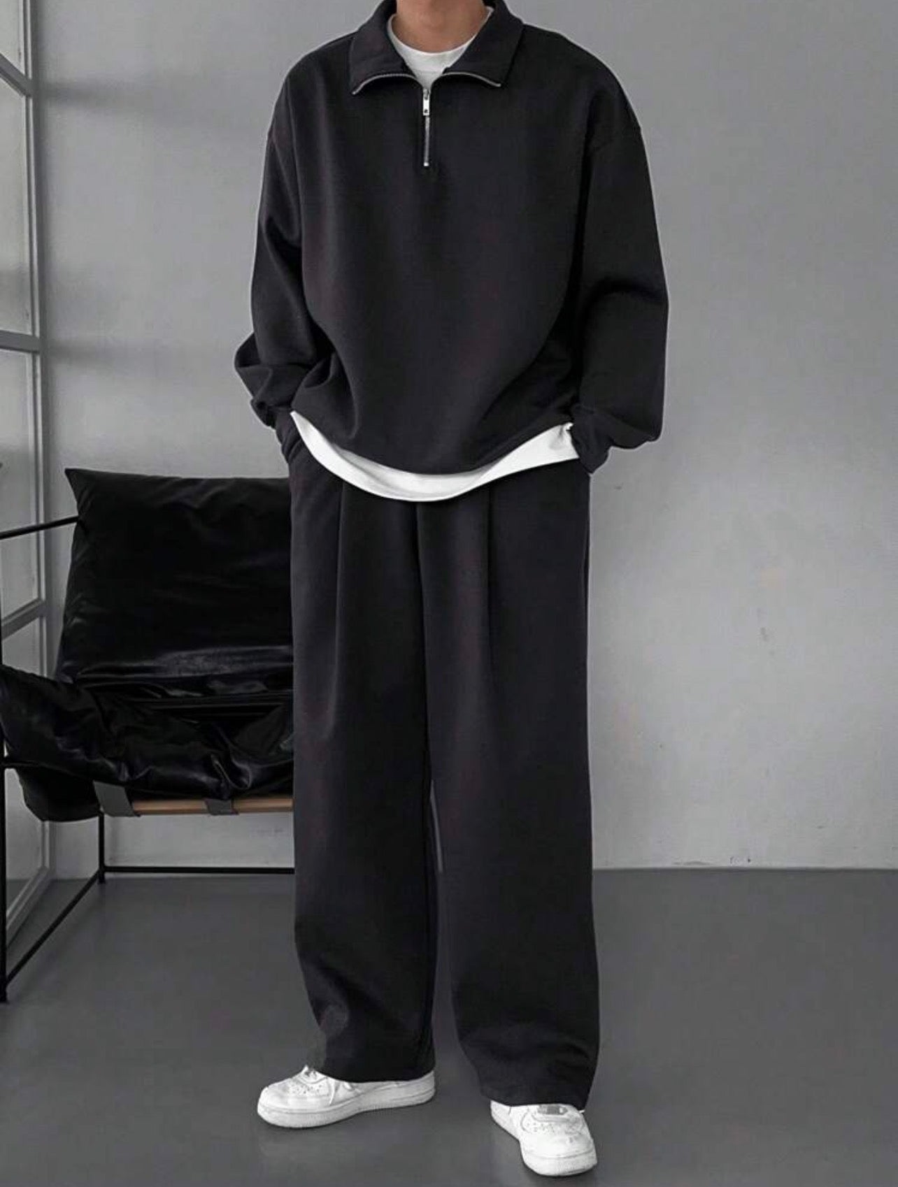 Men’s Fleece Sweatsuit Two-Piece Set – Autumn/Winter Casual Outfit