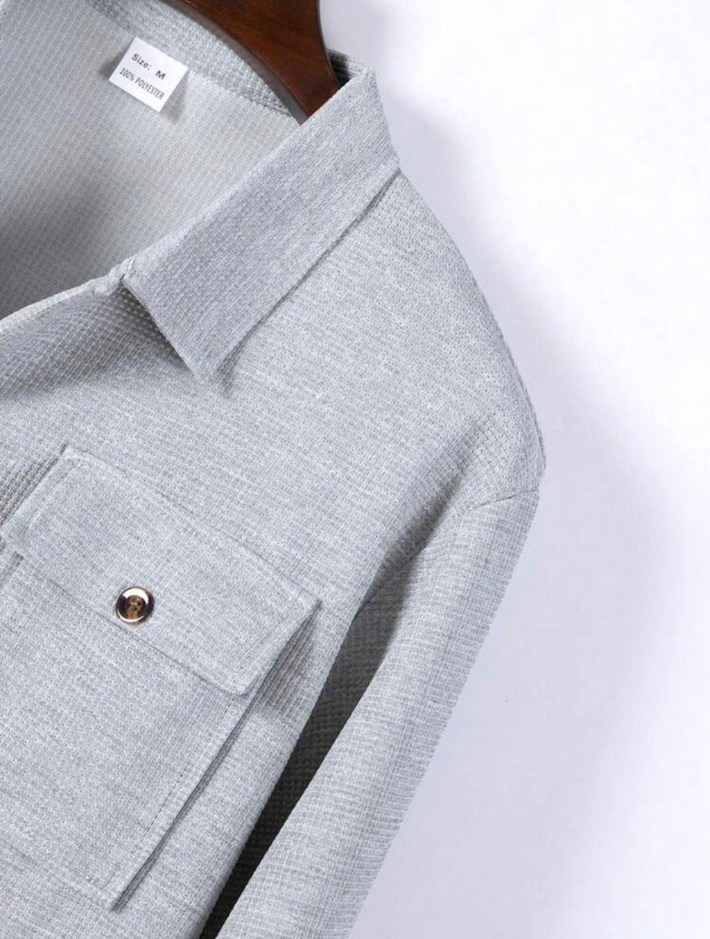 Men’s Solid Color Collared Shirt with Pockets & Pants Two-Piece Casual Set – Leisure Outfit