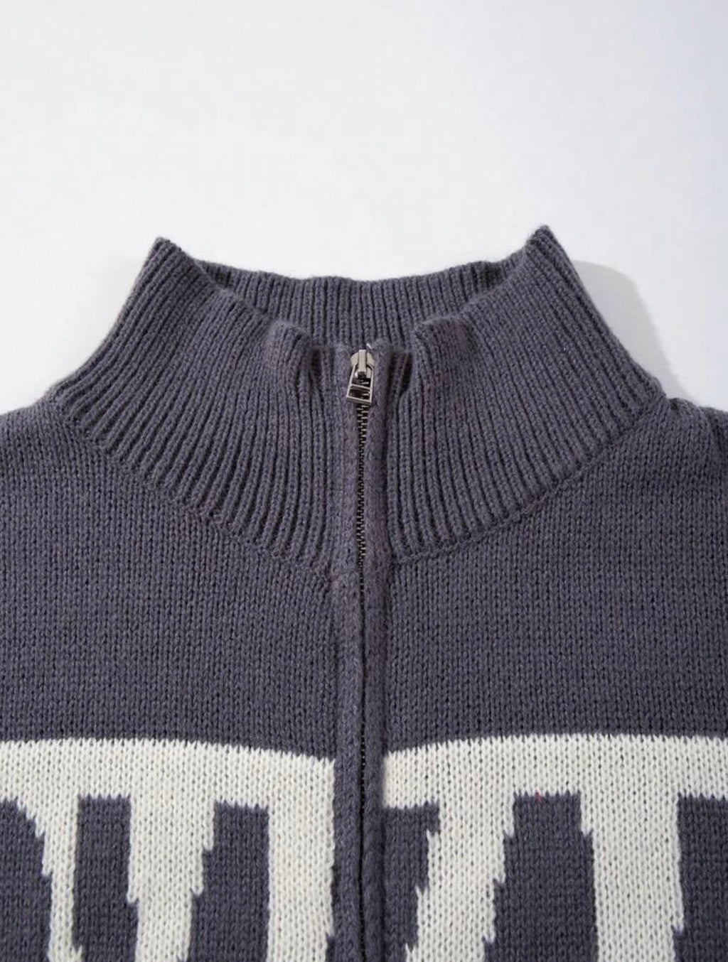 Men’s Ribbed Zip-Up Knit Cardigan – Half Turtleneck Long Sleeve Casual Top
