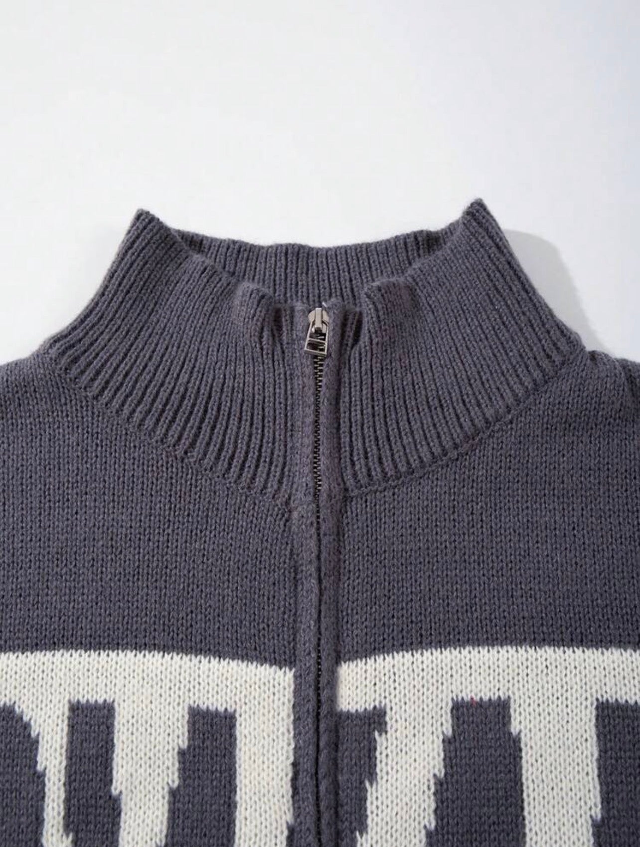 Men’s Ribbed Zip-Up Knit Cardigan – Half Turtleneck Long Sleeve Casual Top