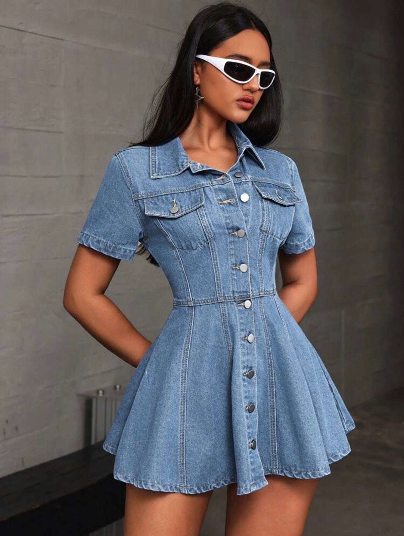 Women’s Casual Minimalist Denim Dress – Fashionable Everyday Wear