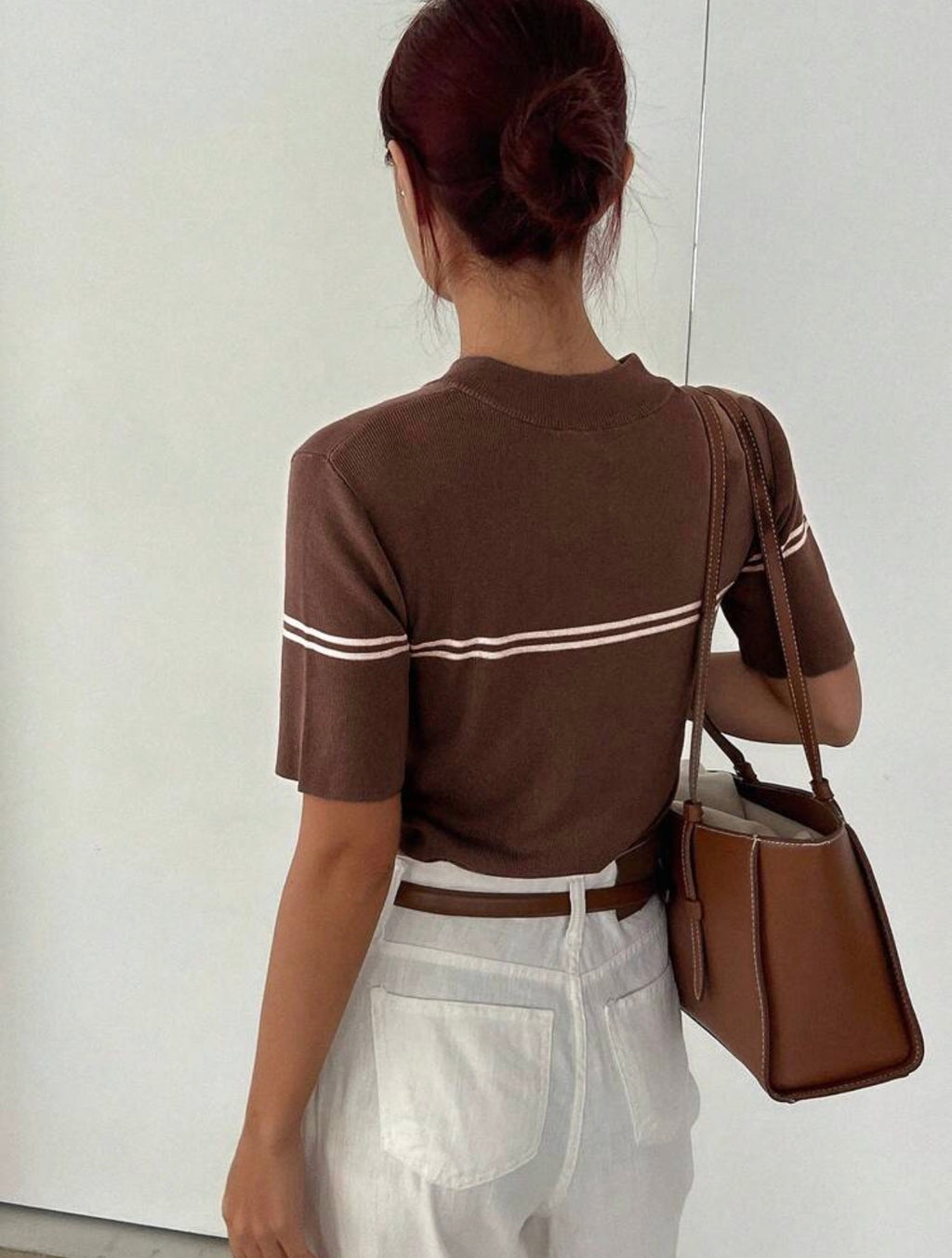 Women’s Business Casual Stand Collar Short Sleeve Knit Pullover Top