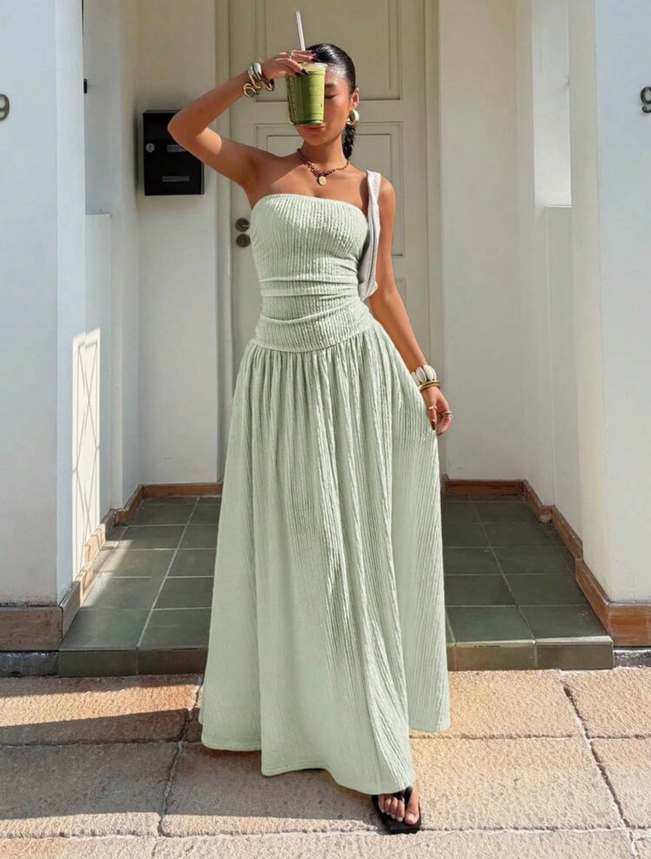 Women’s Textured Knit Elegant Sleeveless Dress – Formal & Occasion Wear
