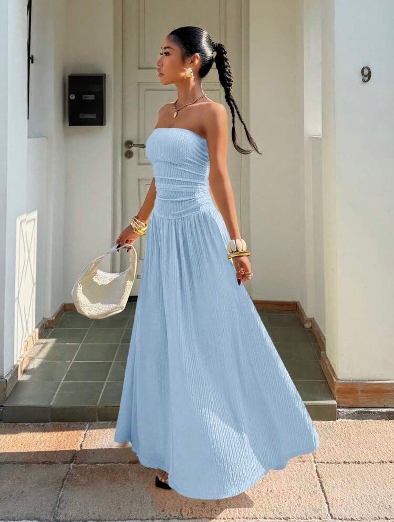 Women’s Textured Knit Elegant Sleeveless Dress – Formal & Occasion Wear