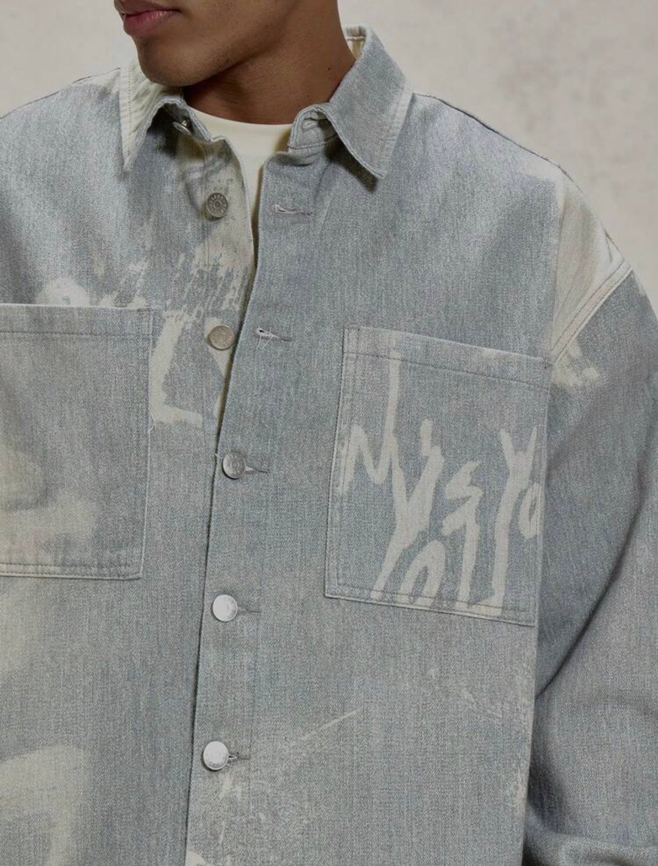 Men’s Oversized Boxy Printed Collared Button-Up Shirt – Drop Shoulder Coord Top
