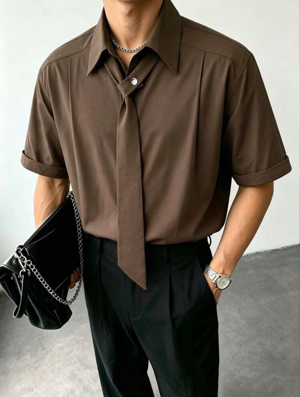 Men’s Solid Color Minimalist Short Sleeve Casual Top – Basic T-Shirt