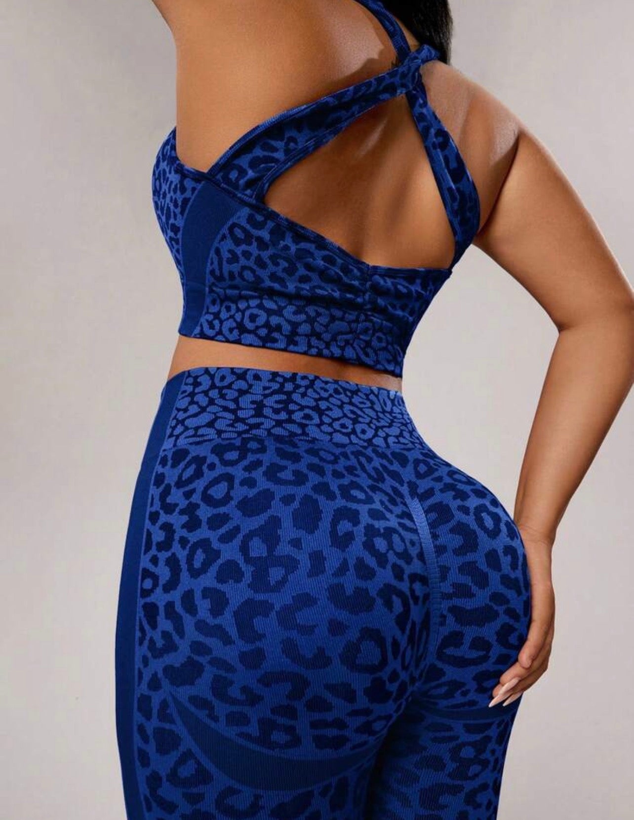 Women’s Plus Size Leopard Jacquard Camisole & Leggings Two-Piece Sports Set