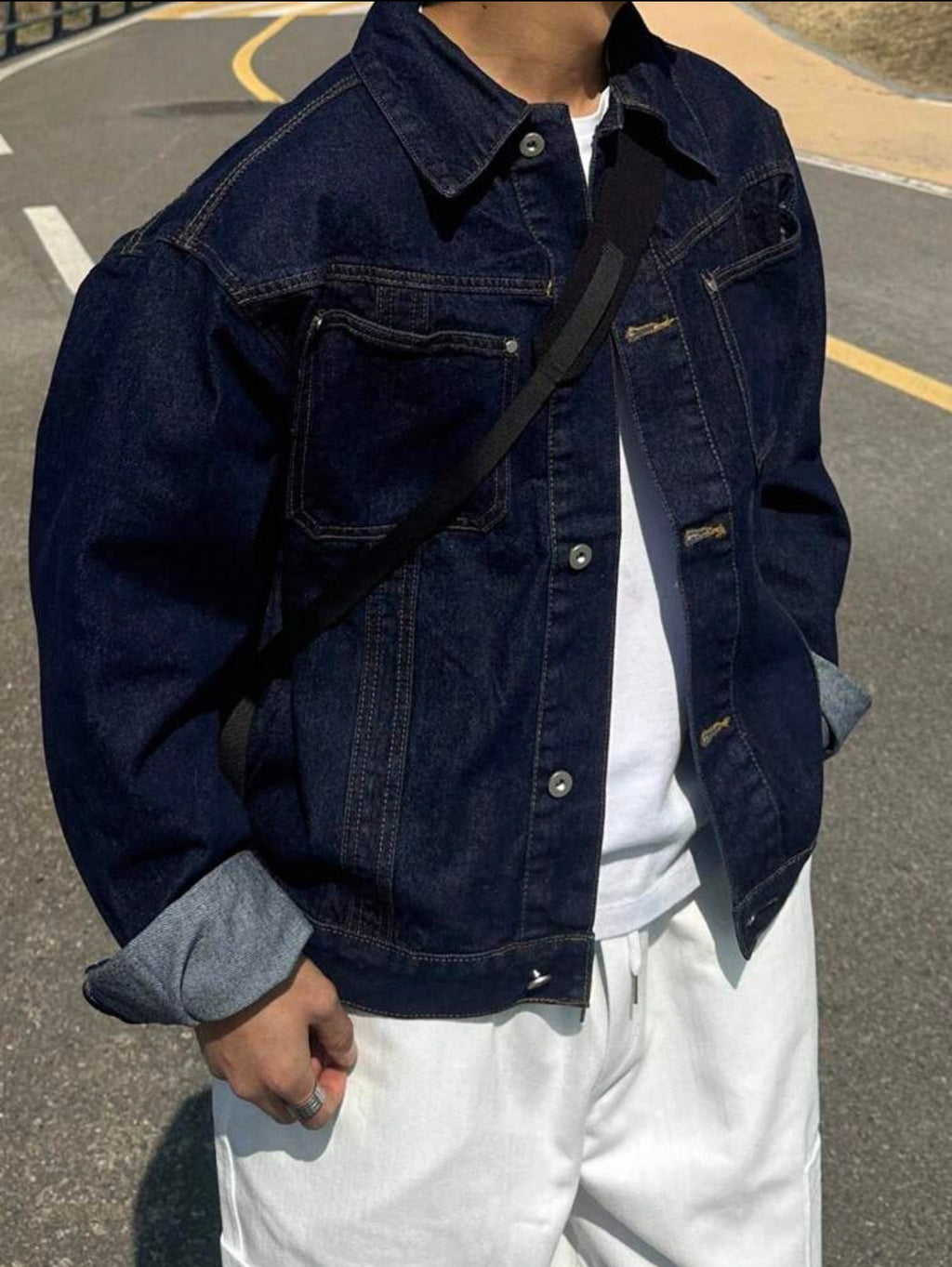 Men’s Plain Color Denim Jacket – Casual Autumn Outerwear