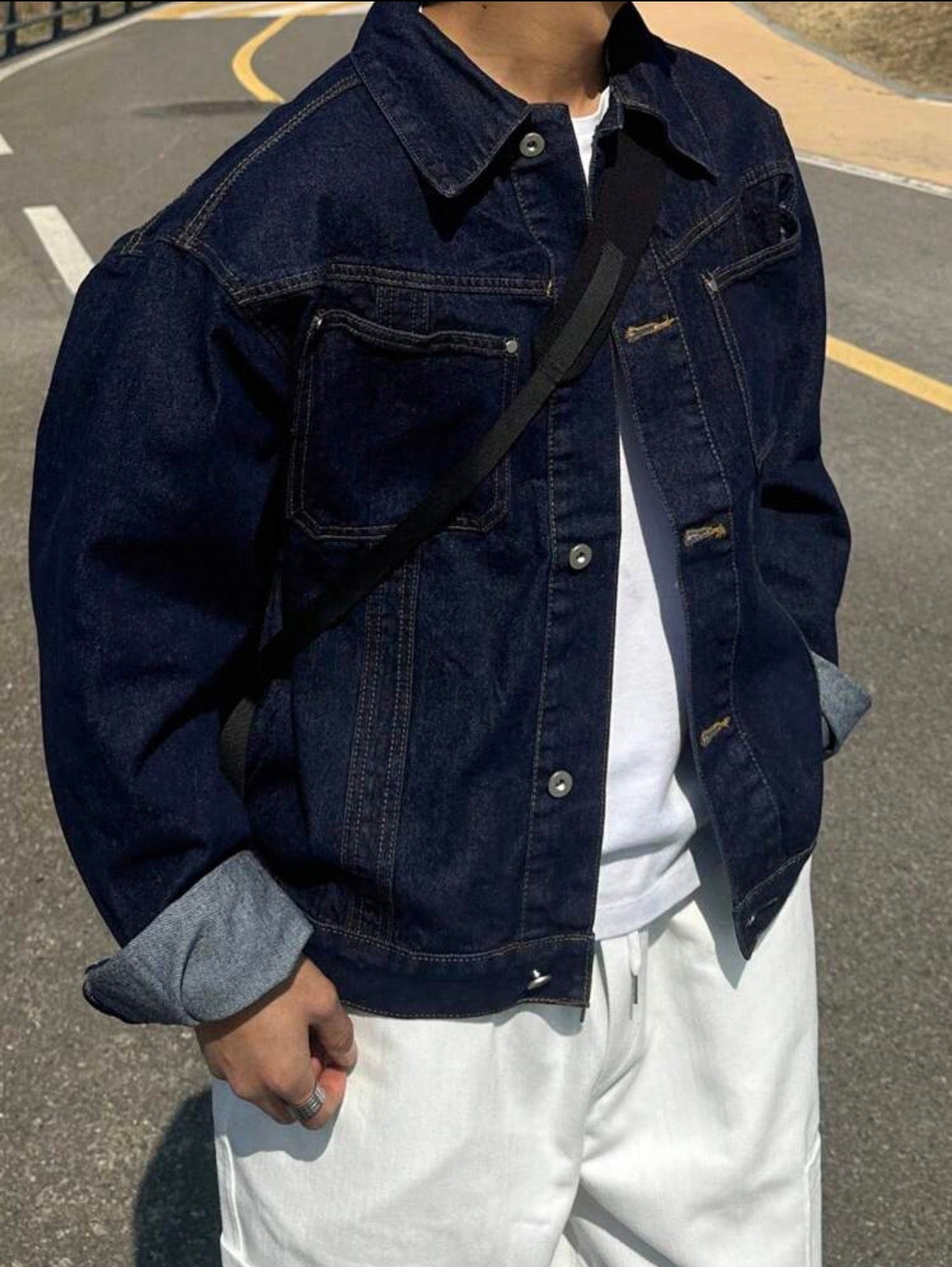 Men’s Plain Color Denim Jacket – Casual Autumn Outerwear