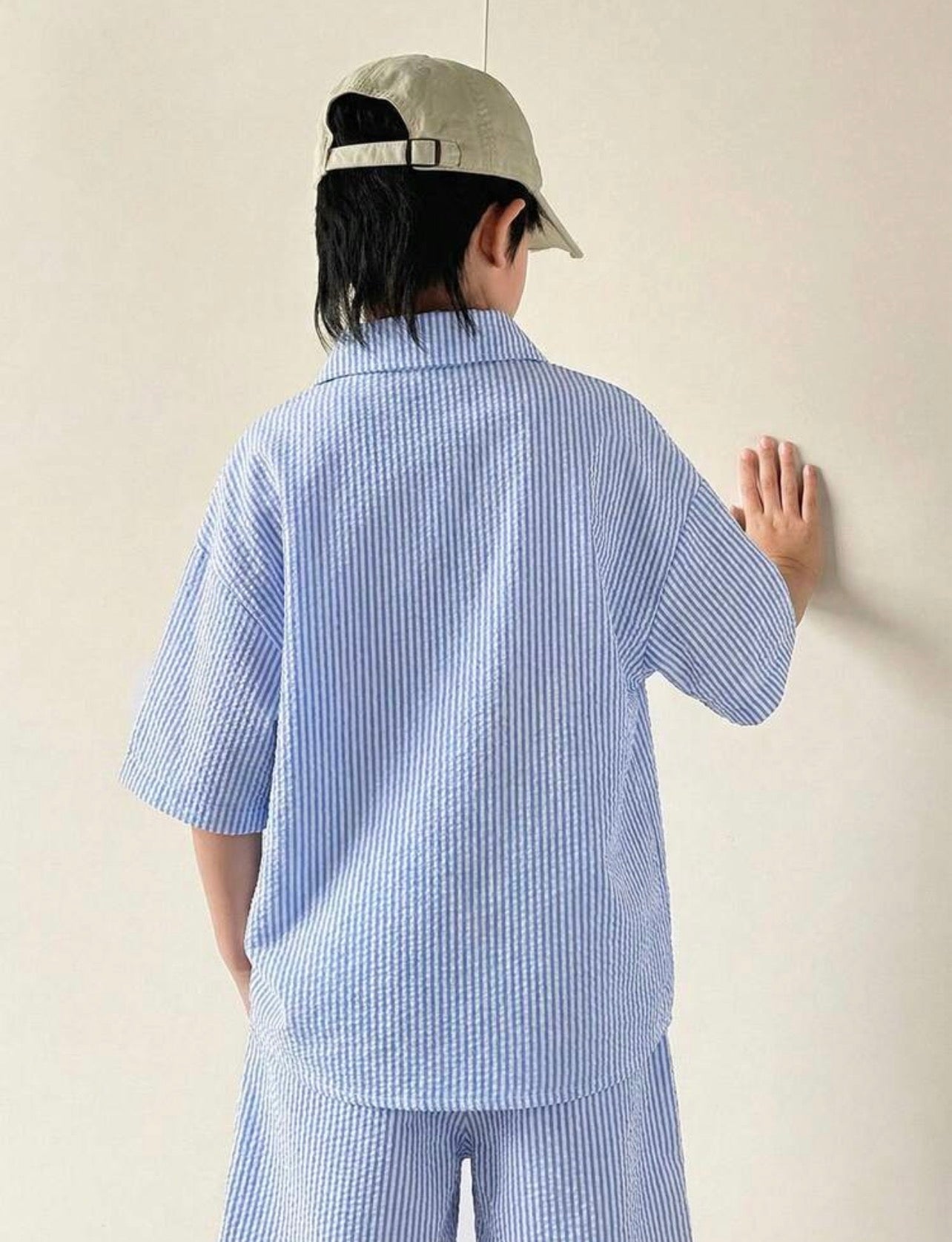 Kids & Tween Boys Striped Polo Collar Short Sleeve Shirt & Pants Casual Set