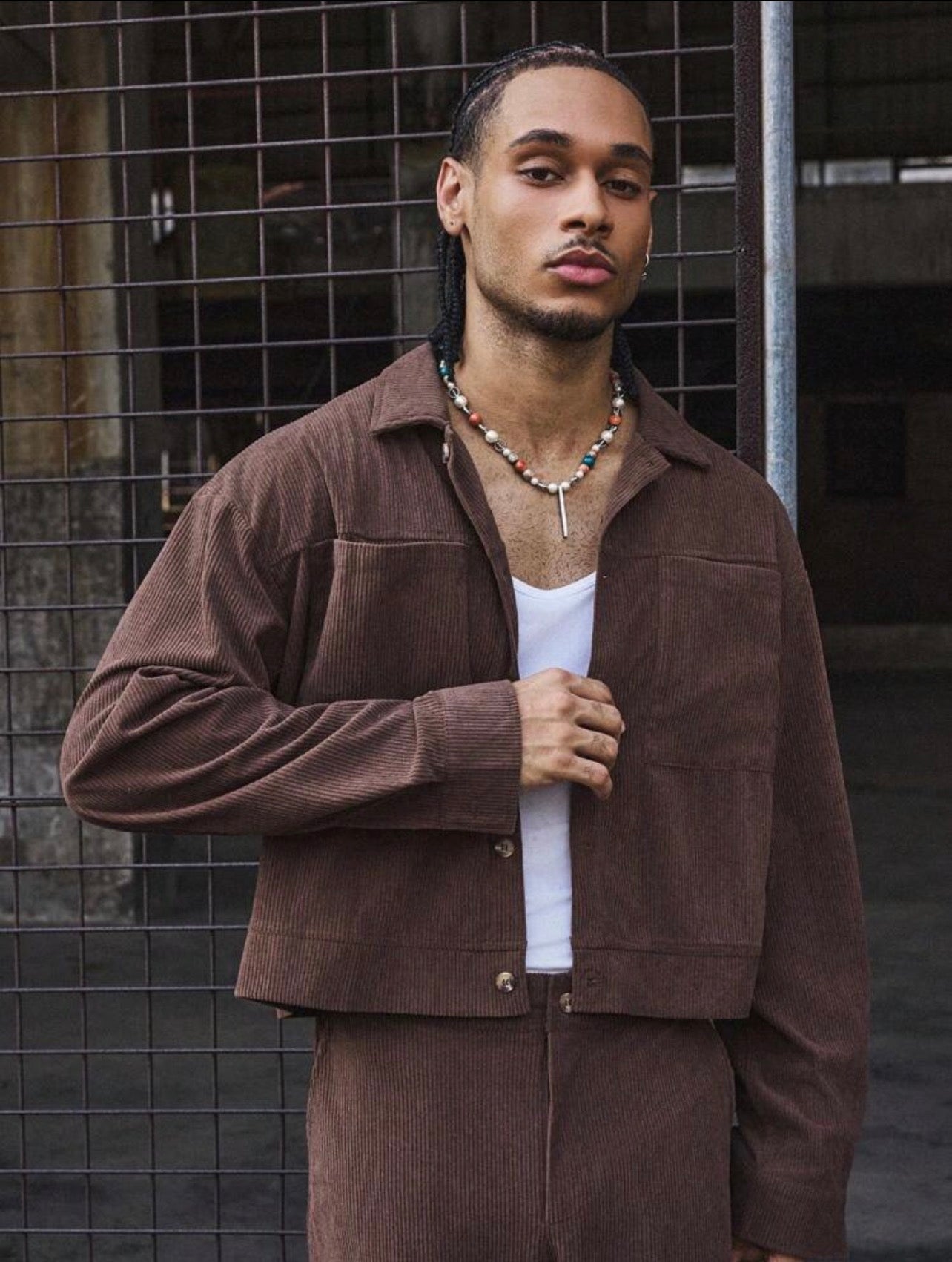 Men’s Long Sleeve Single-Breasted Shirt & Wide-Leg Pants Two-Piece Casual Suit