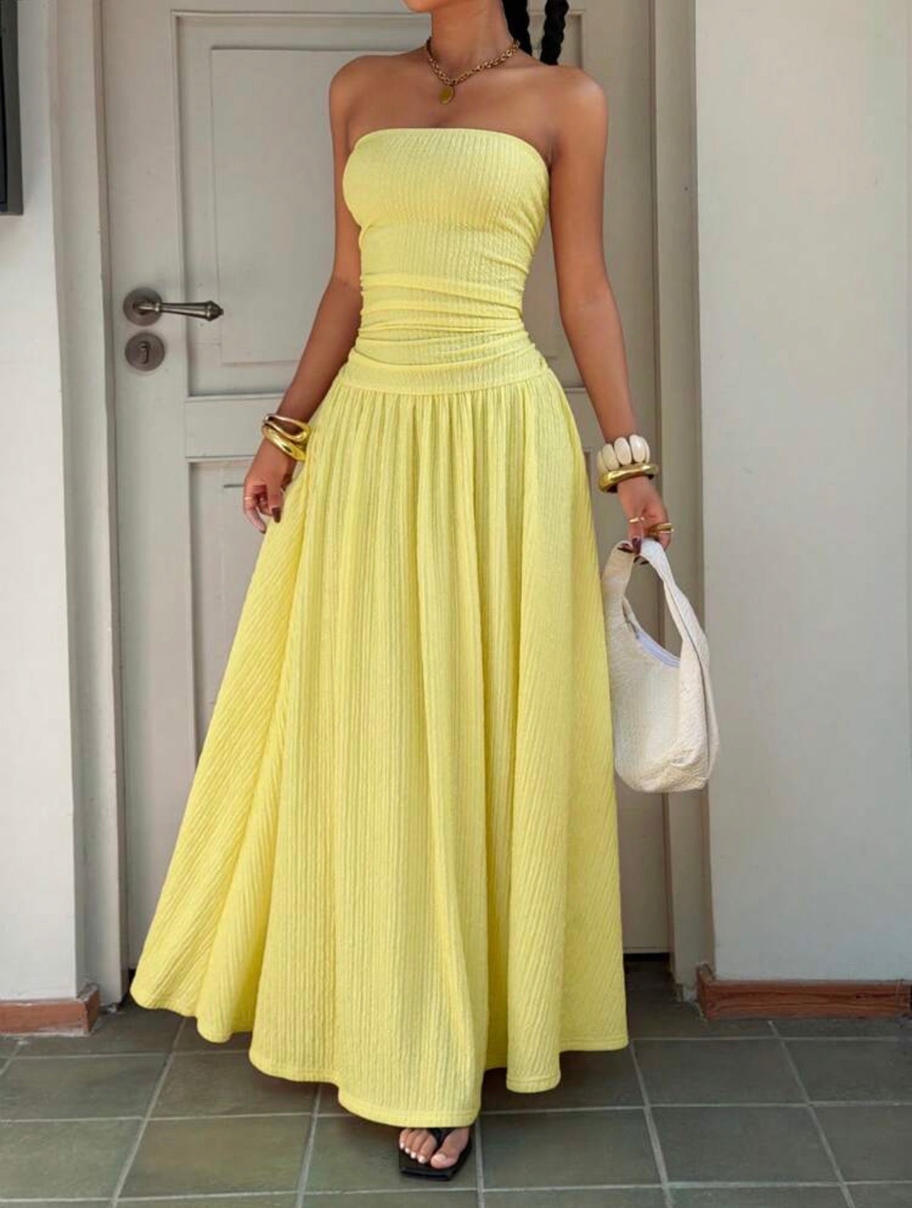 Women’s Textured Knit Elegant Sleeveless Dress – Formal & Occasion Wear