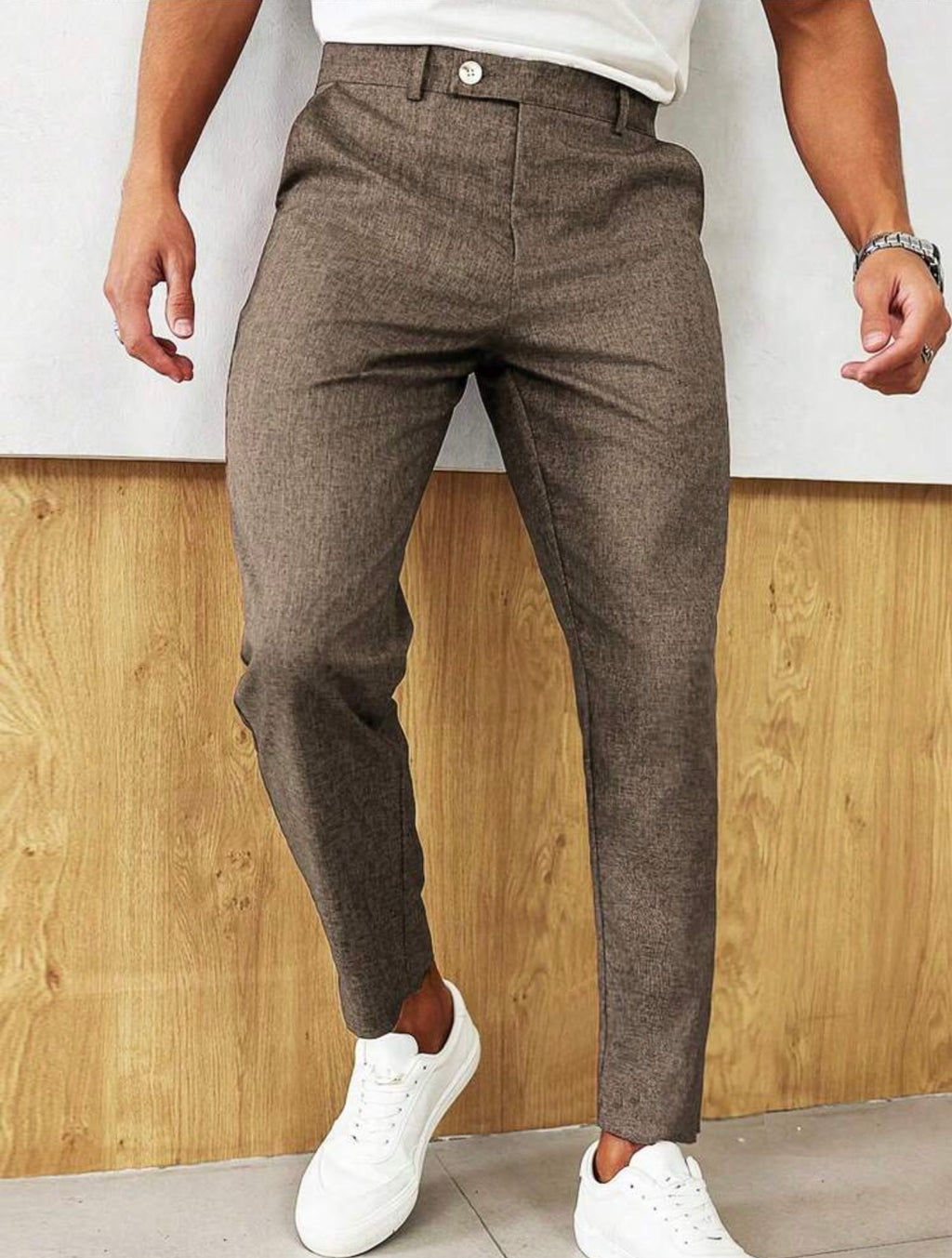 Men’s Minimalist Tapered Suit Pants – Casual Commuter Formal Trousers