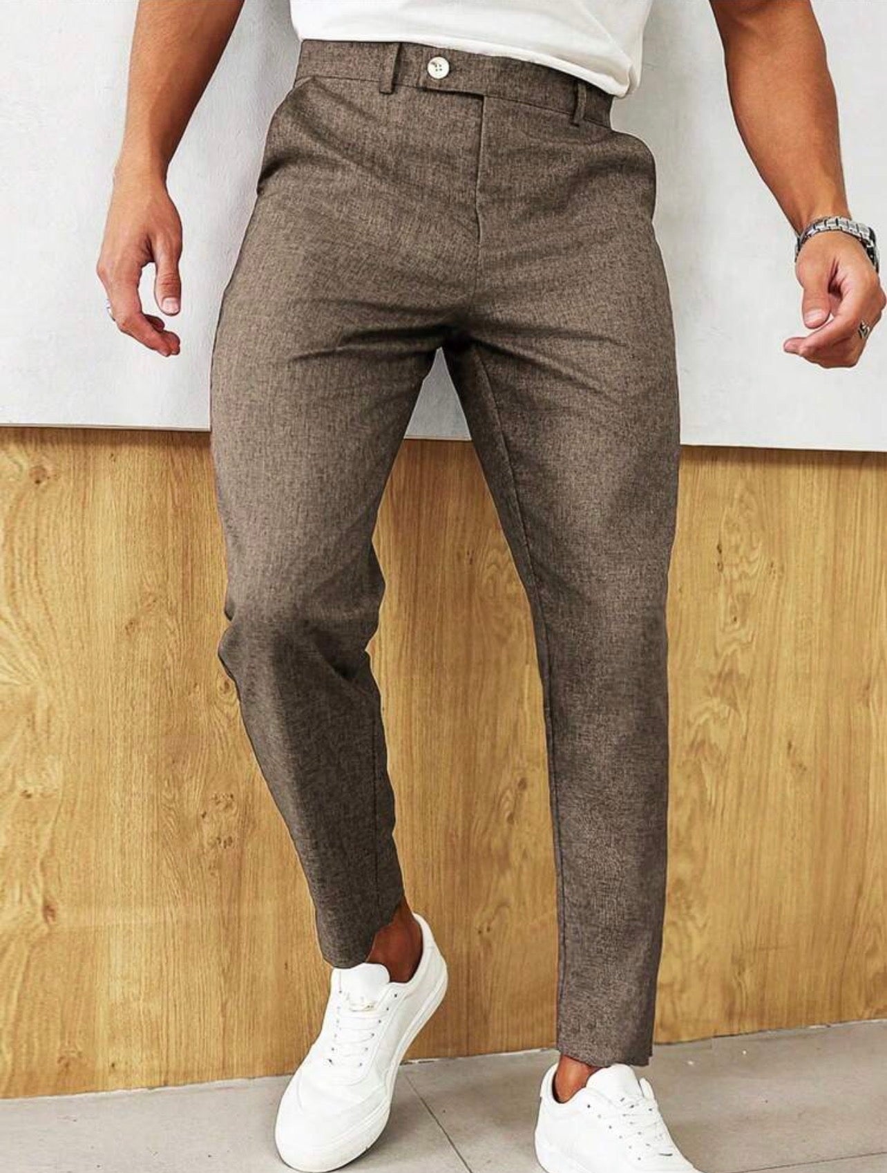 Men’s Minimalist Tapered Suit Pants – Casual Commuter Formal Trousers