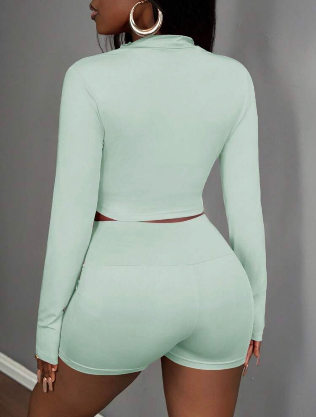 Women’s 3-Piece Sporty Summer Set with Half-Zip Jacket, Sleeveless Crop Top & Shorts