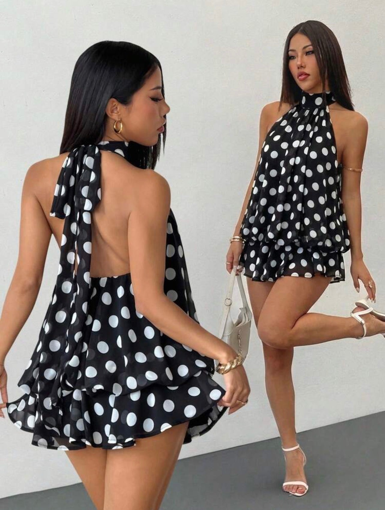 Elegant Sleeveless Tie-Neck Mini Dress for Women – Chic Party & Casual Wear Dress