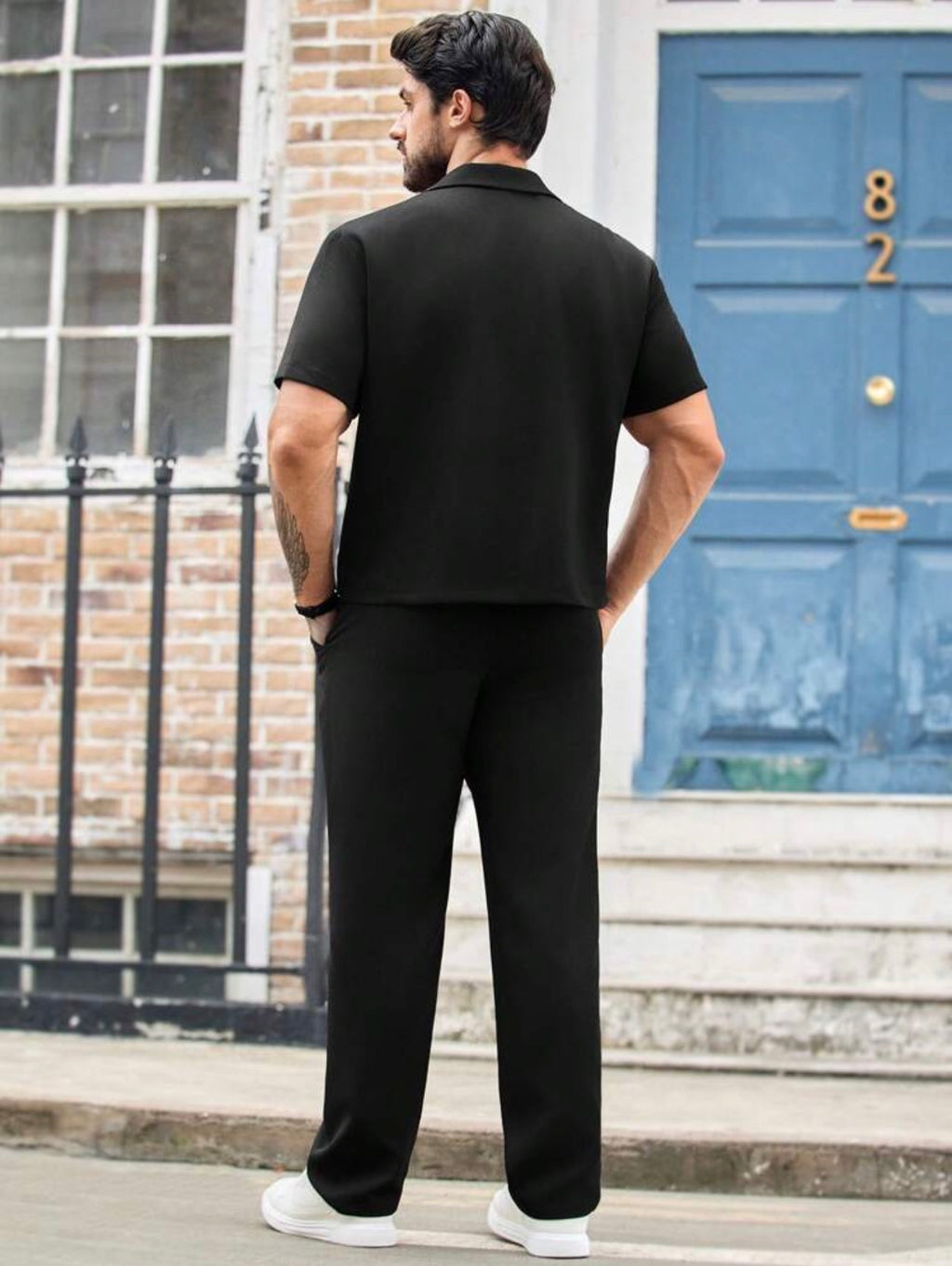 Men’s Drop Shoulder Short Sleeve Shirt Two-Piece Set – Casual Loose Fit Co-Ord