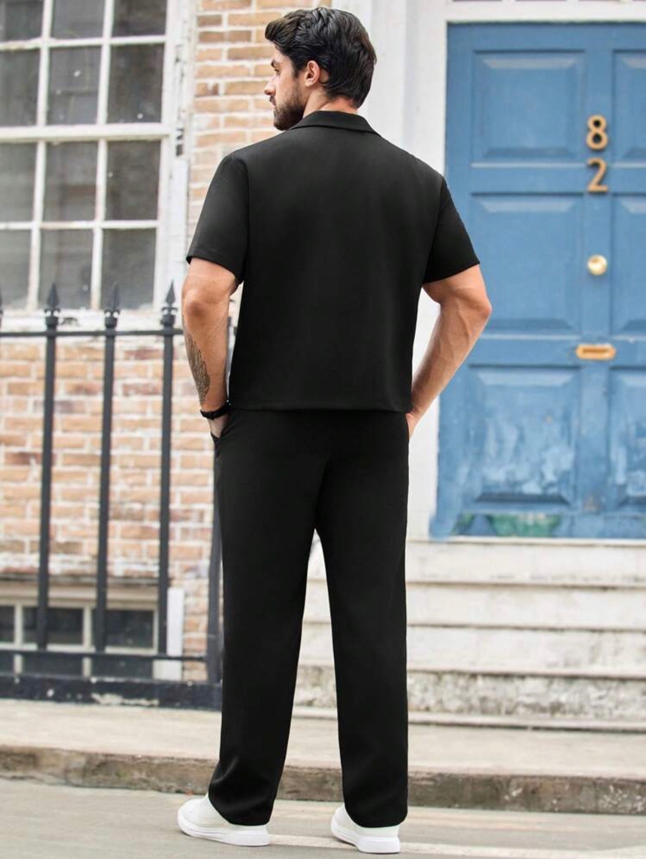 Men’s Drop Shoulder Short Sleeve Shirt Two-Piece Set – Casual Loose Fit Co-Ord