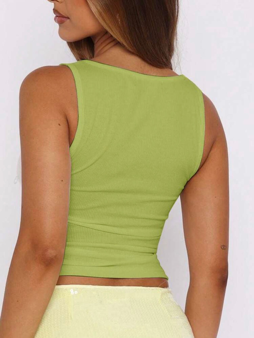 Women’s Cropped Ribbed Camisole Tank Top with Diamond Detail – Casual Summer Sleeveless Top