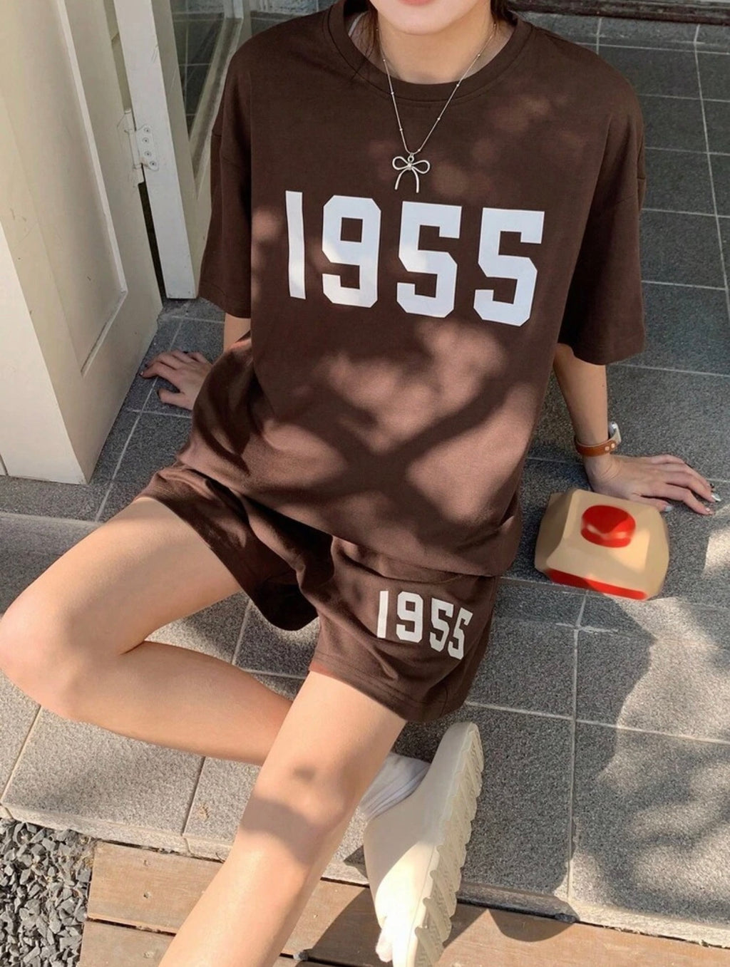 Women’s Printed Loose Fit Short Sleeve Pajama Two-Piece Set