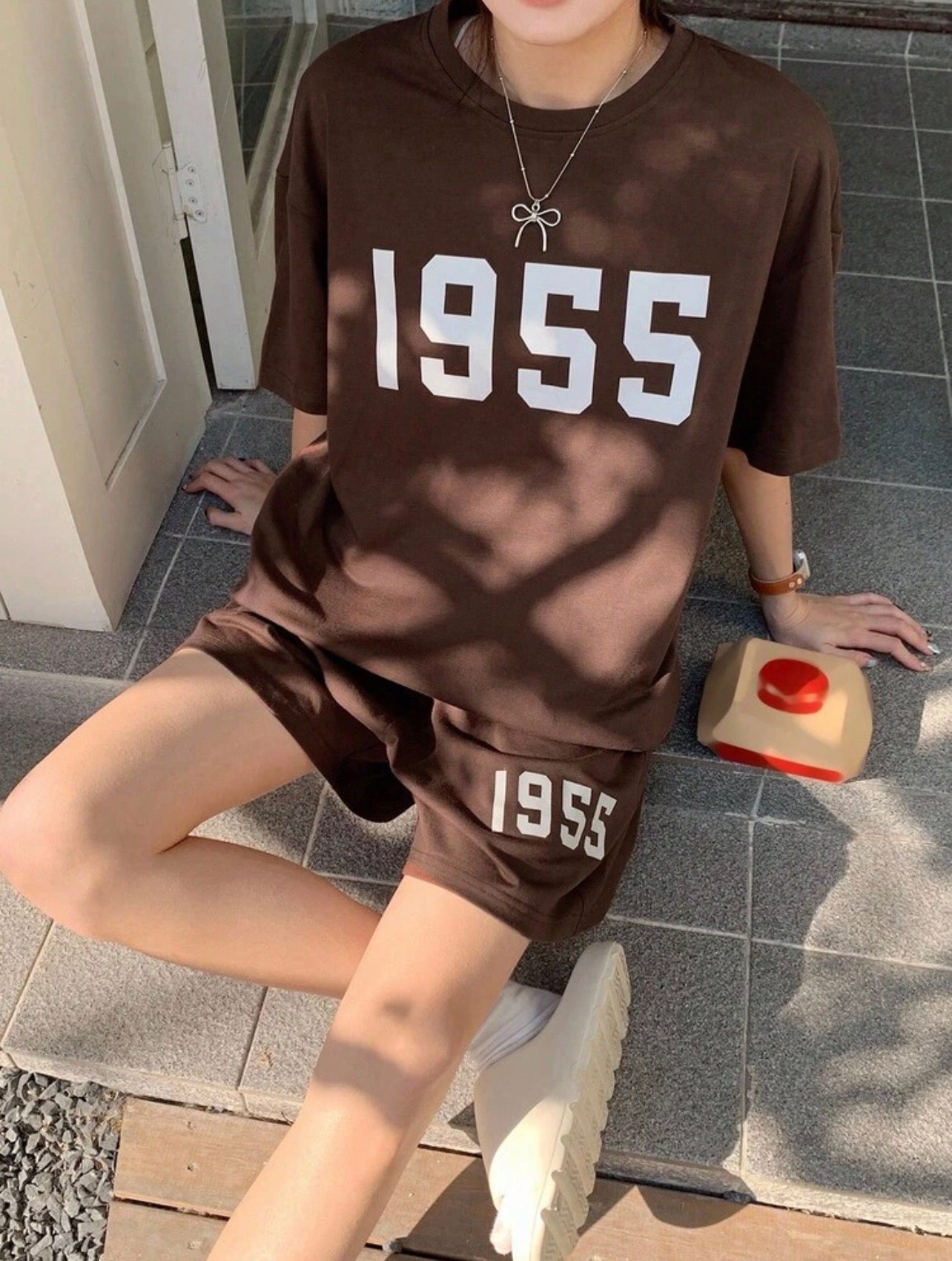 Women’s Printed Loose Fit Short Sleeve Pajama Two-Piece Set