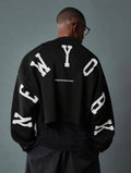 Streetwear Crop Sweatshirt with Varsity Letter Print – Urban Athleisure Pullover