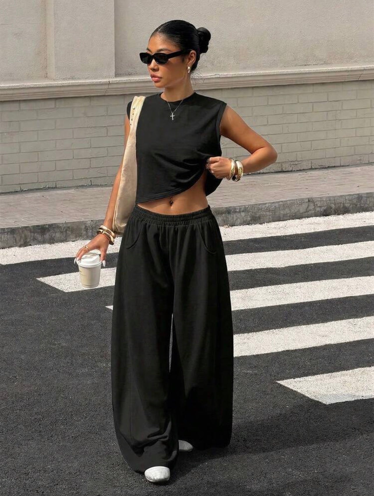 Women’s Grey Knit Casual Sweatsuit Two-Piece Set – Comfortable Co-Ord Outfit